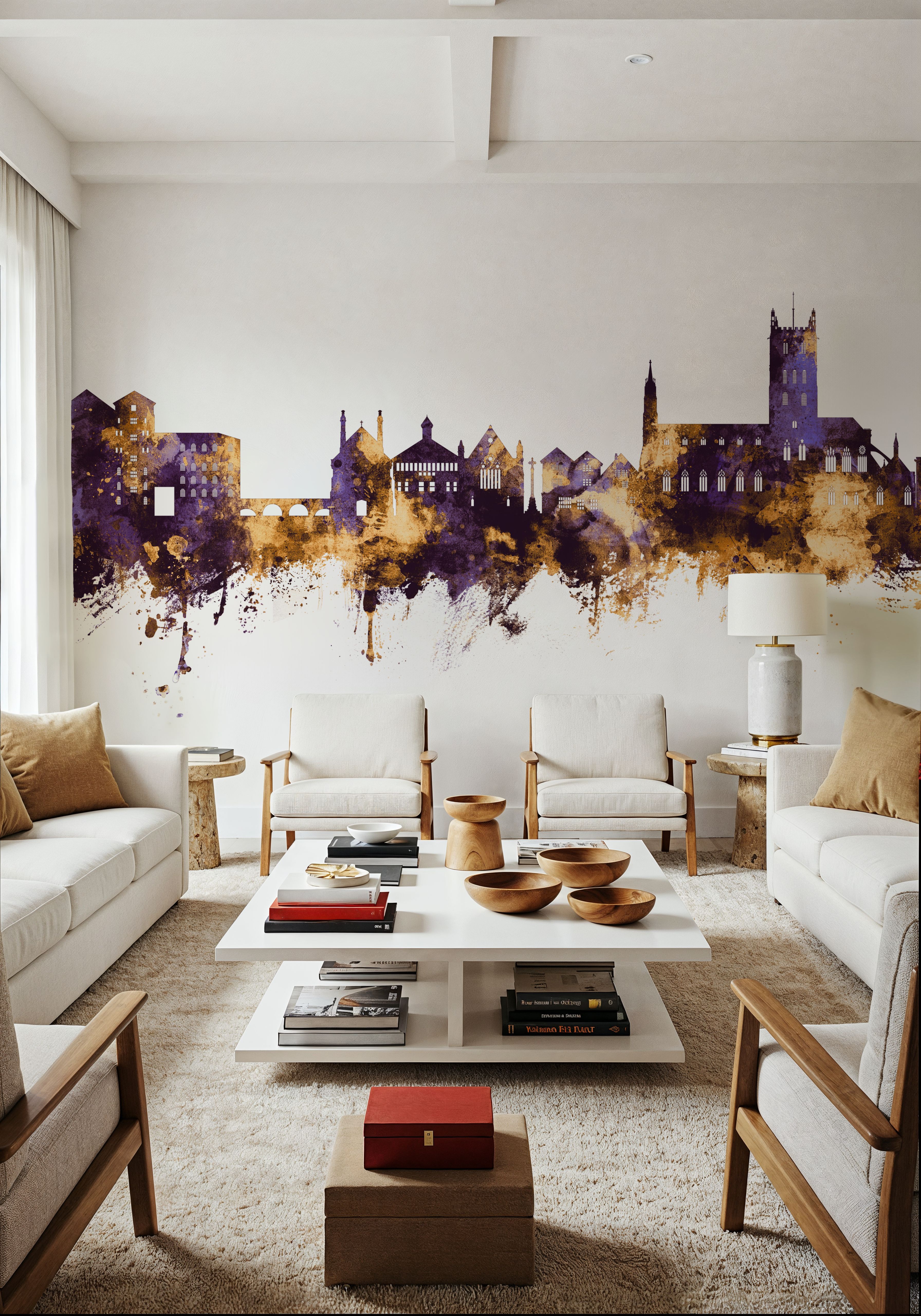 Tewkesbury England Skyline Purple & Gold