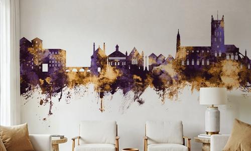 Tewkesbury England Skyline Purple & Gold