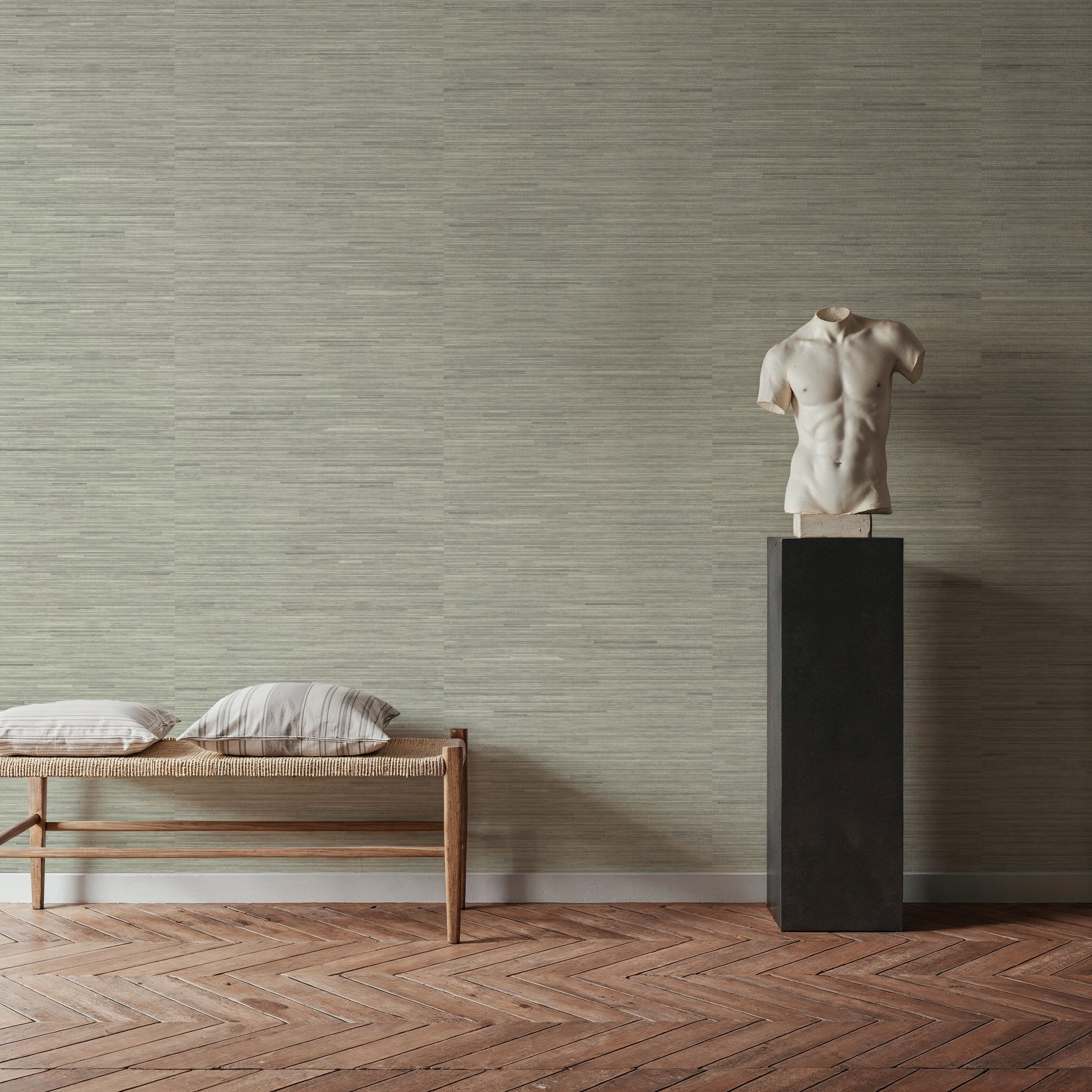 Faux Grasscloth with Visible Seams, Lichen, Tapet