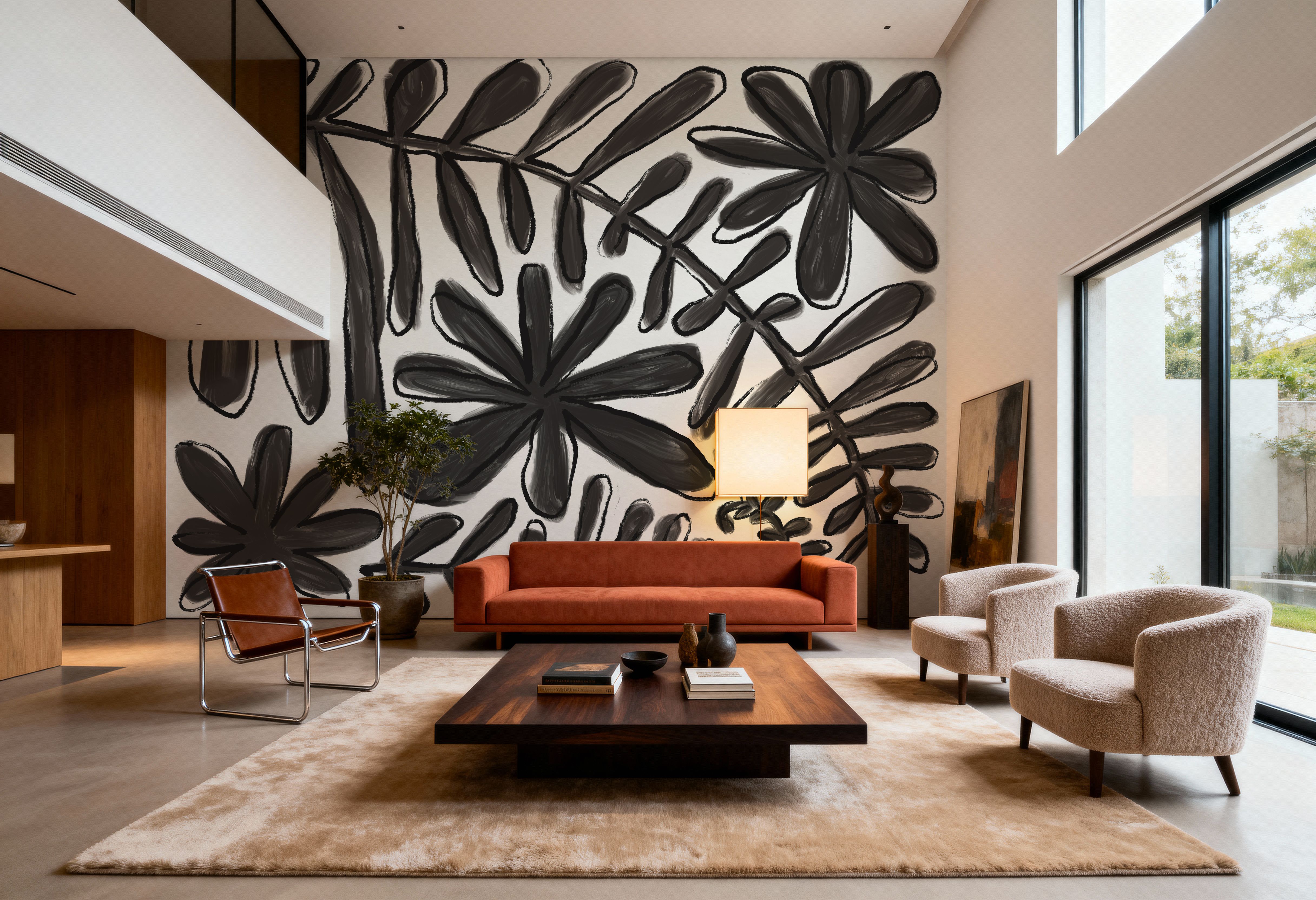 Fern and Flower Lines Black