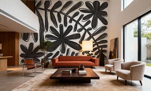 Fern and Flower Lines Black