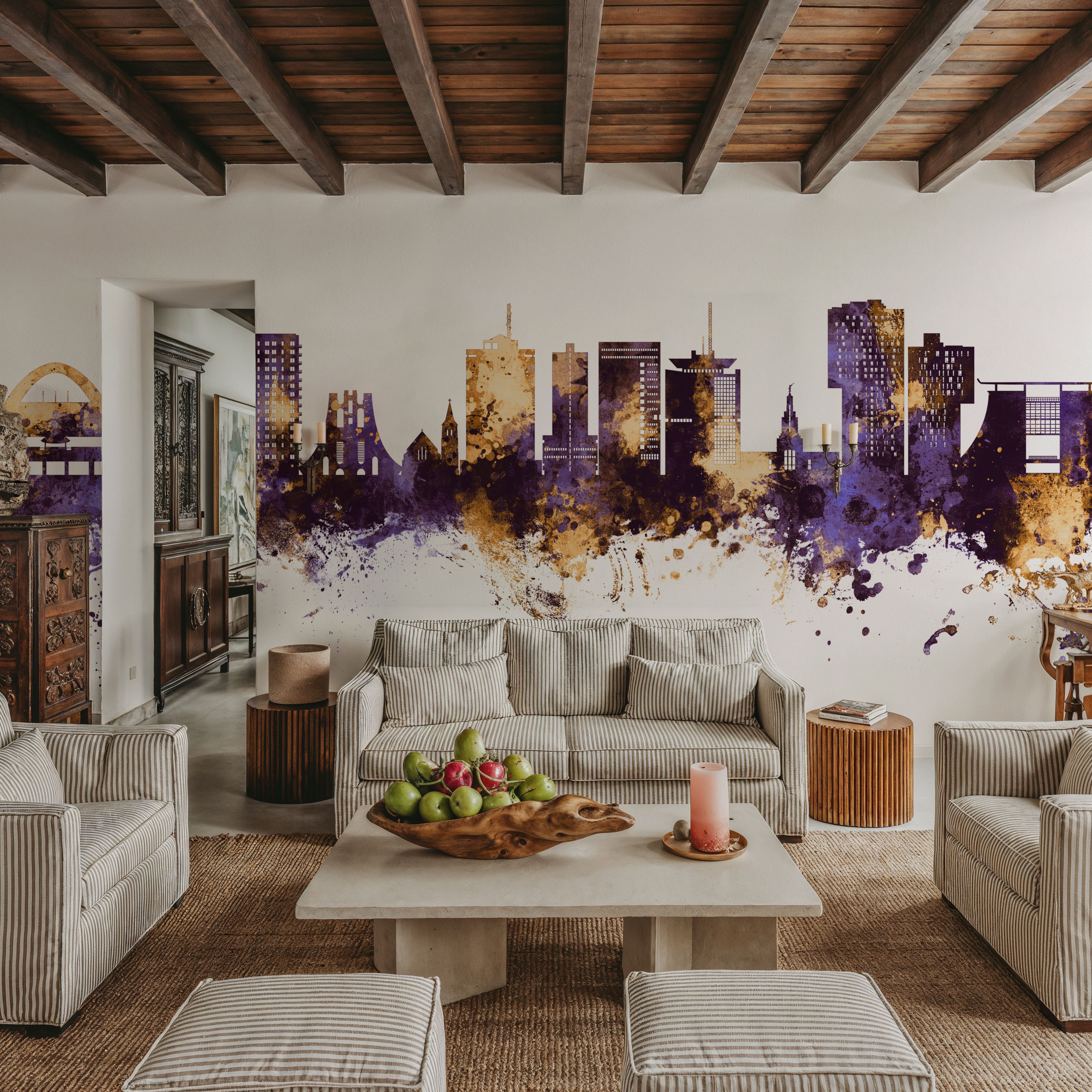 Accra Ghana Skyline Purlpe & Gold