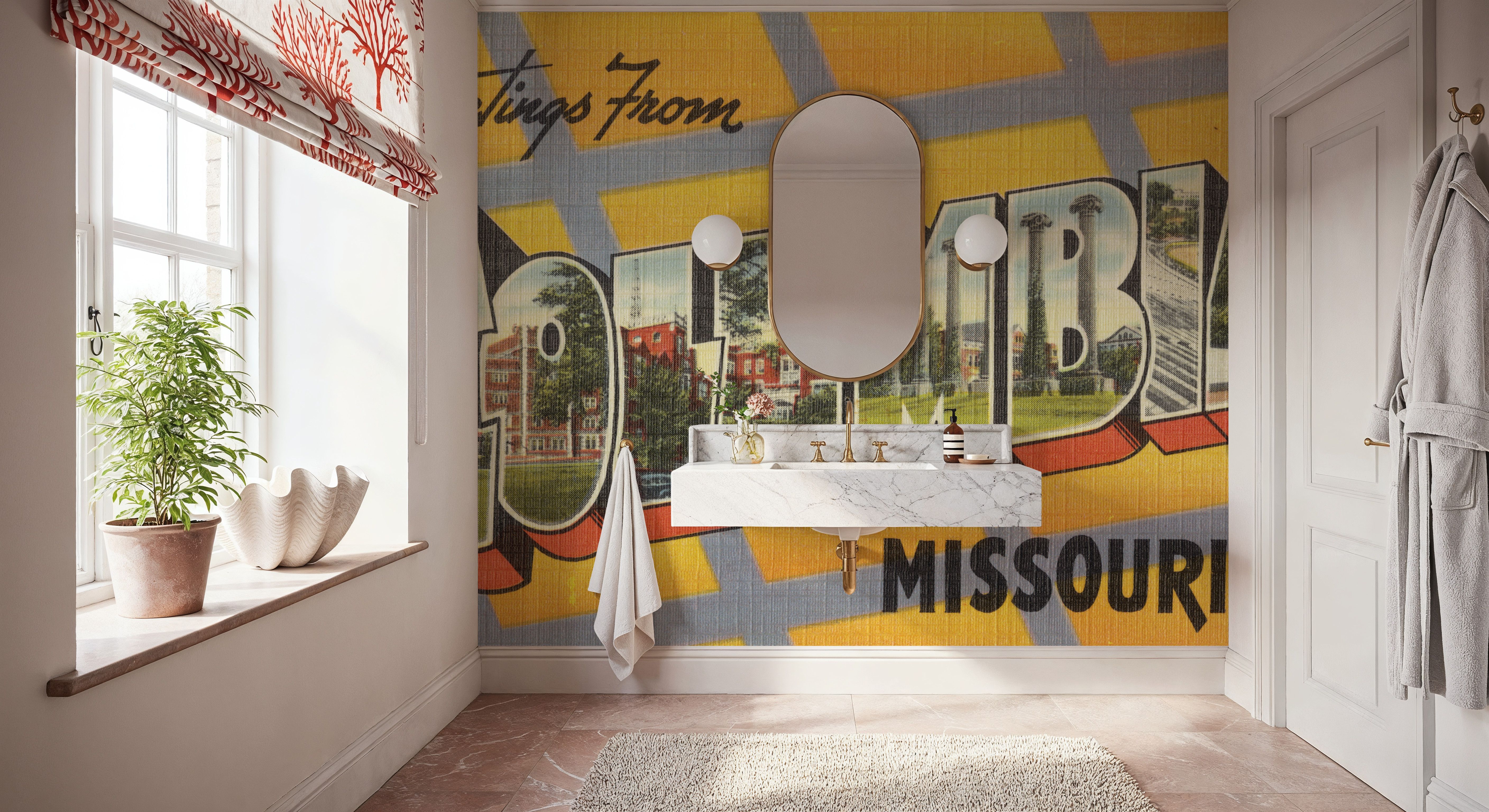 Greetings from Columbia - Screenprint Postcard, Papel pintado