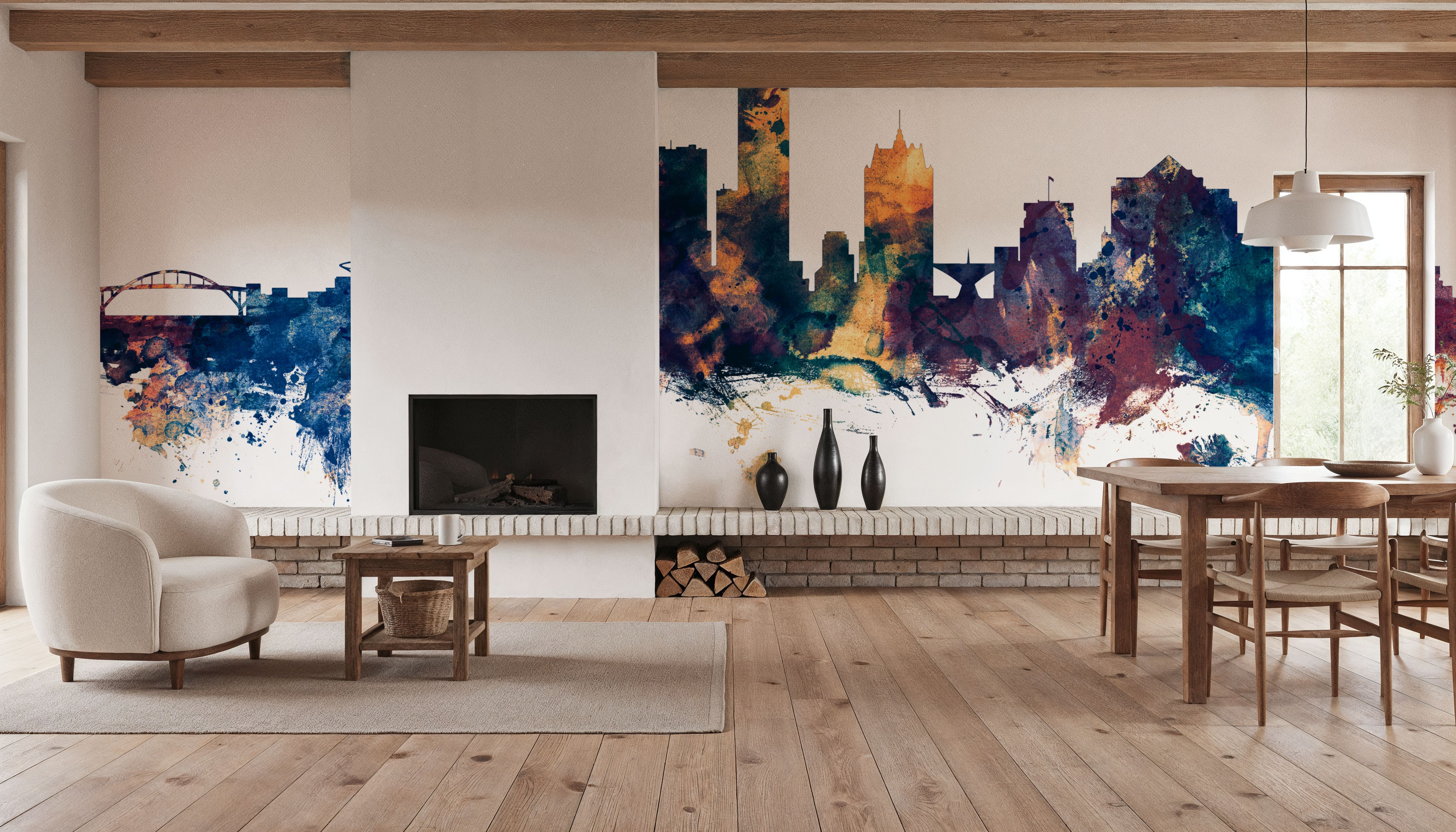 Milwaukee Wisconsin Skyline Blue & Bronze