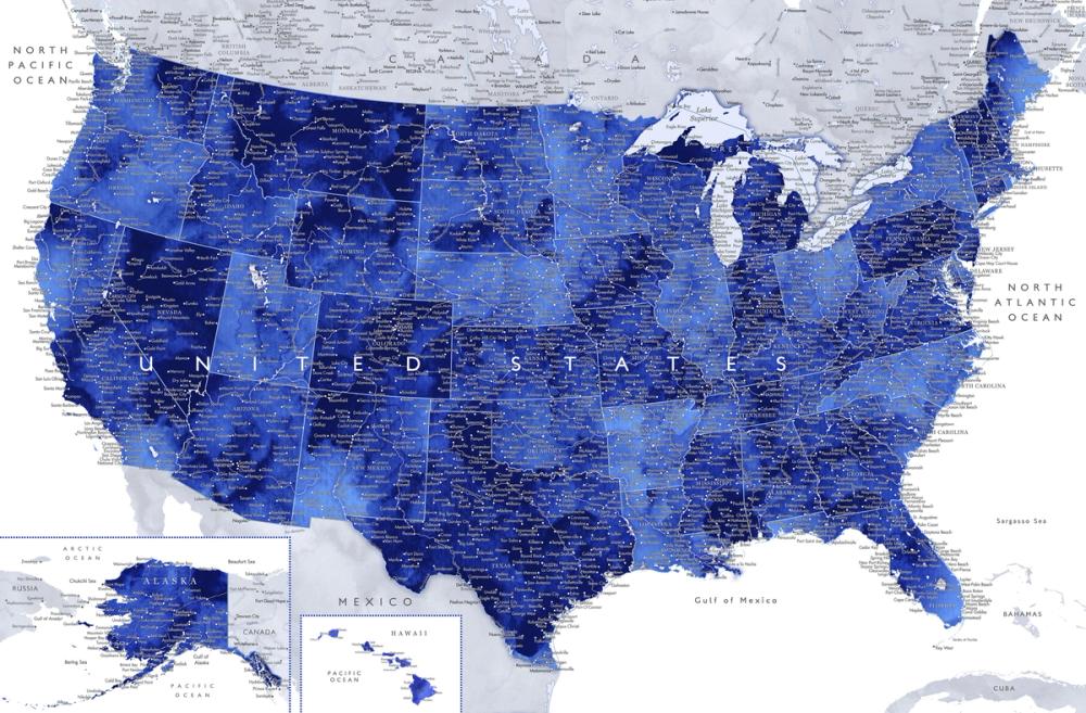 US Map Detailed - Gulzar
