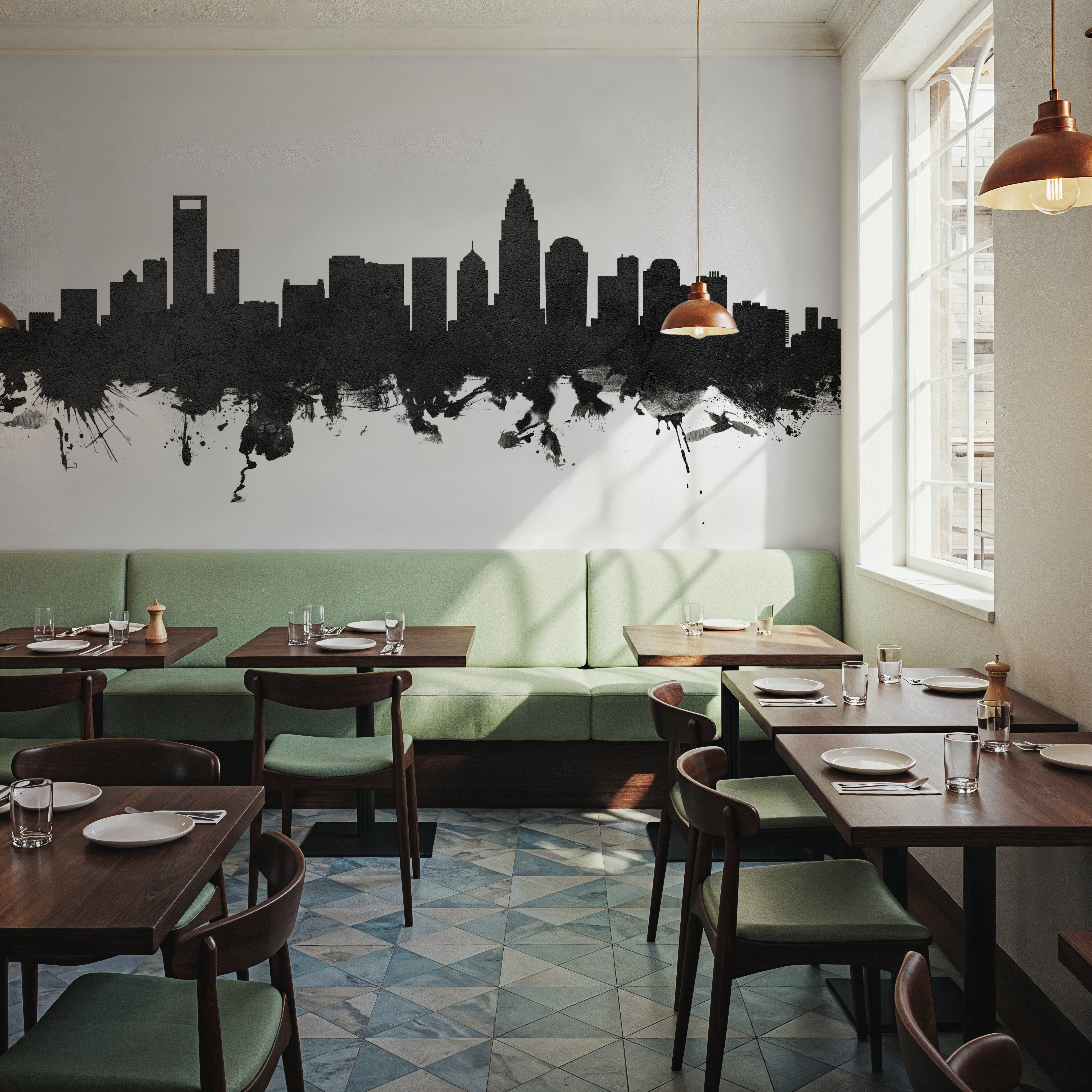 Charlotte North Carolina Skyline Black & White