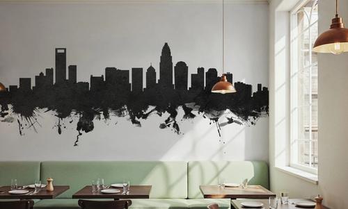 Charlotte North Carolina Skyline Black & White