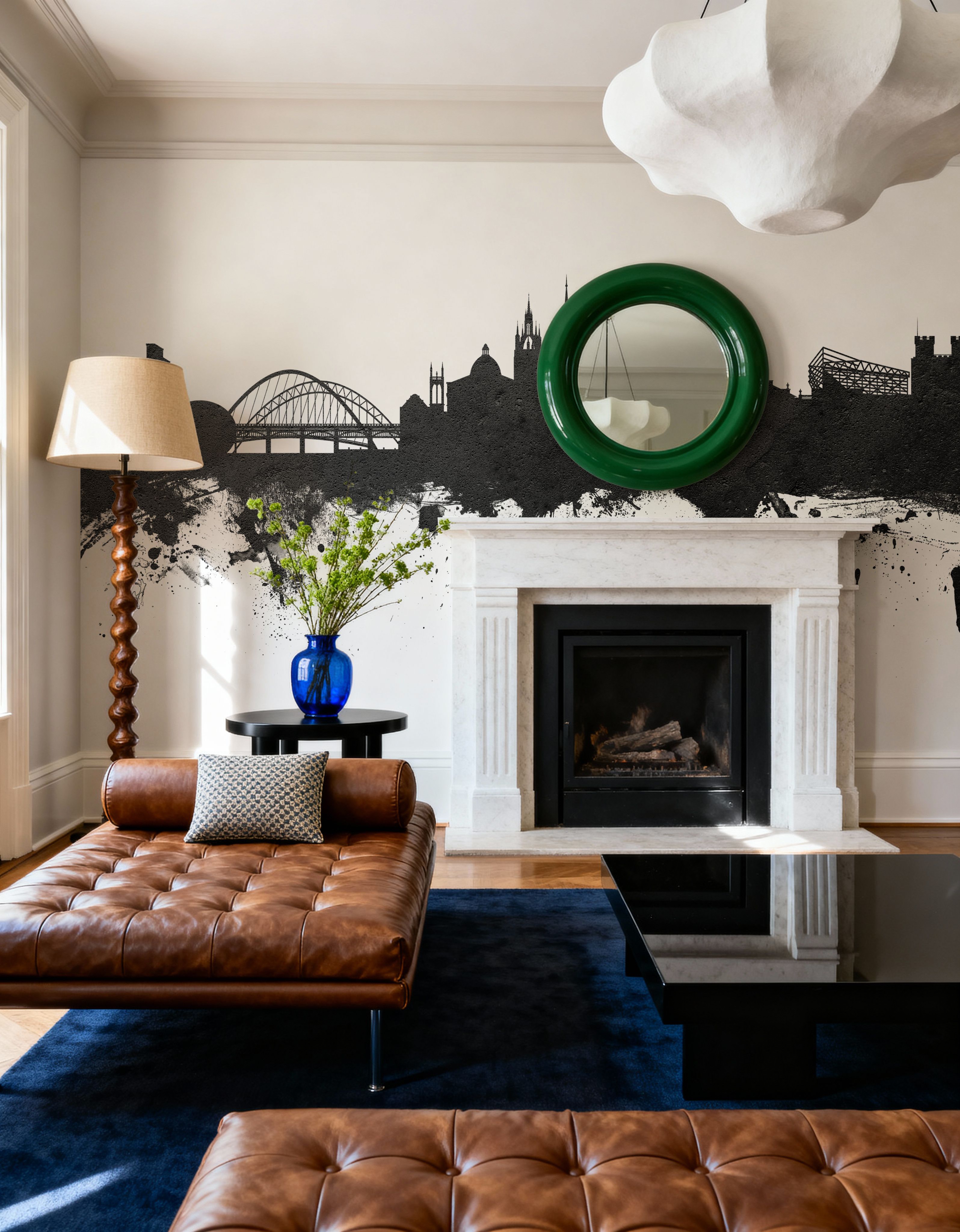 Newcastle England Skyline Black & White