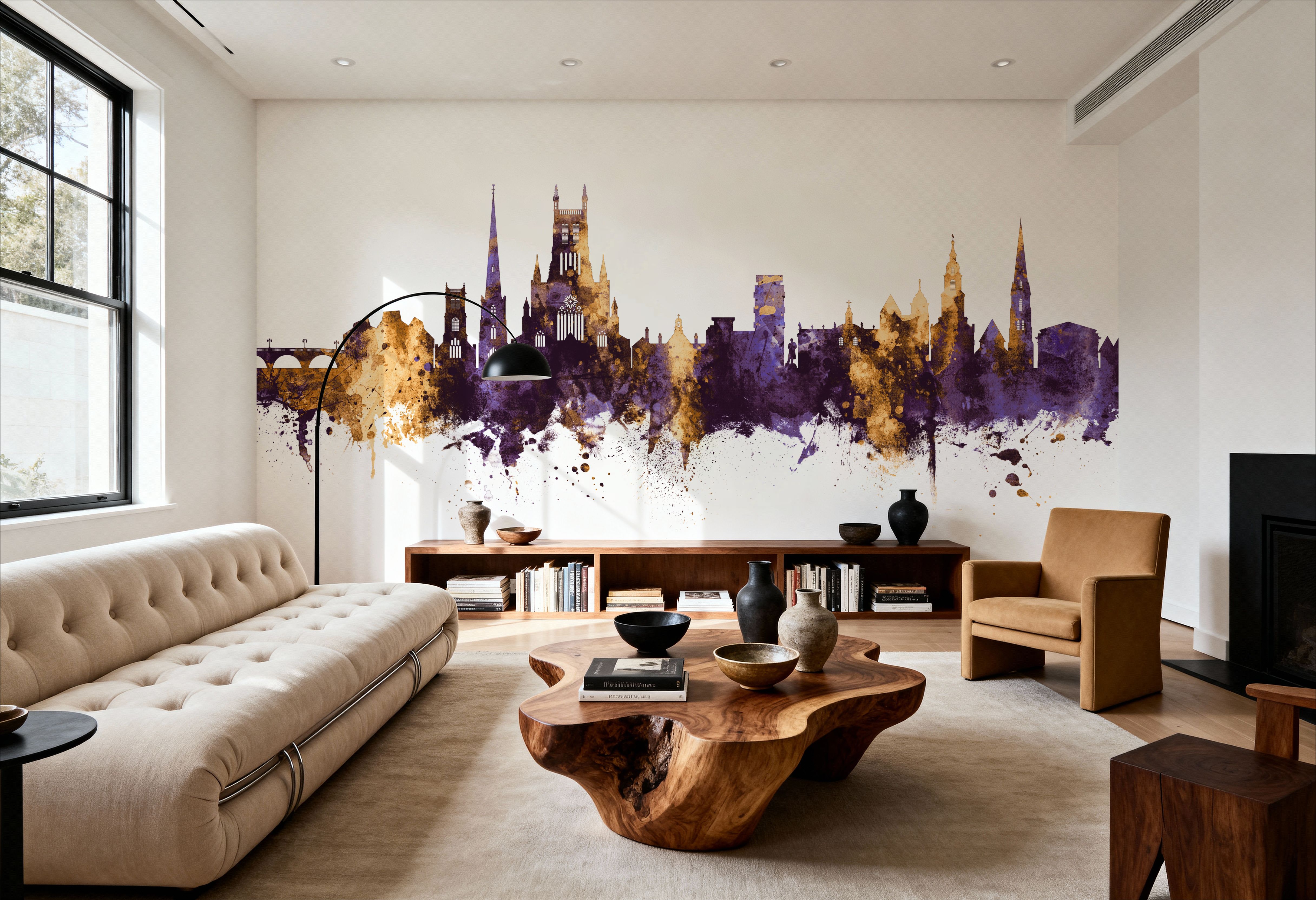 Worcester England Skyline Purple & Gold