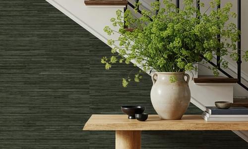 Faux Grasscloth with Visible Seams, Evergreen