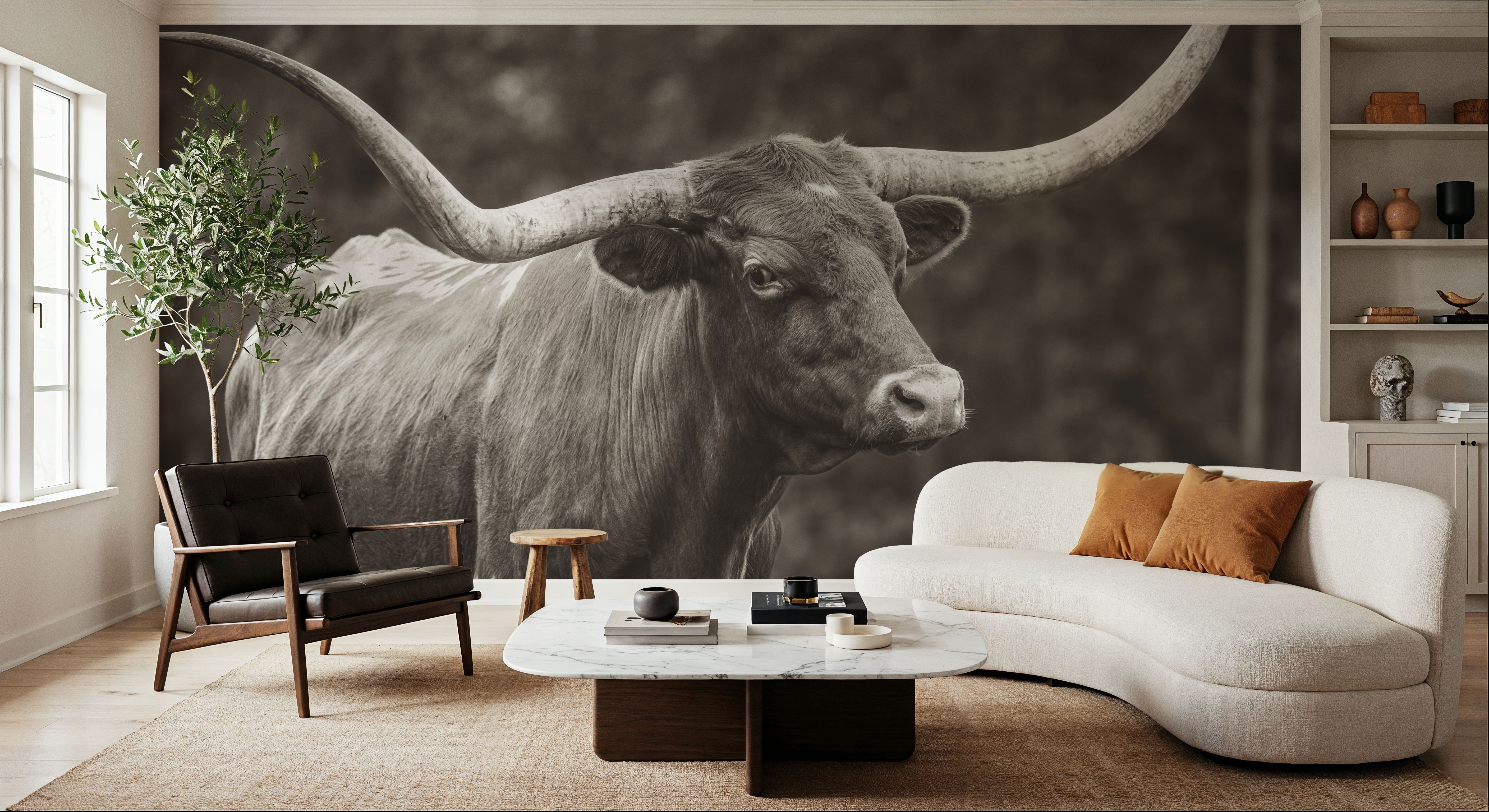 Longhorn Side Eye Sepia, Wallpaper