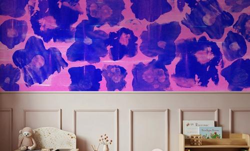 Flower Poufs, Indigo on Pink
