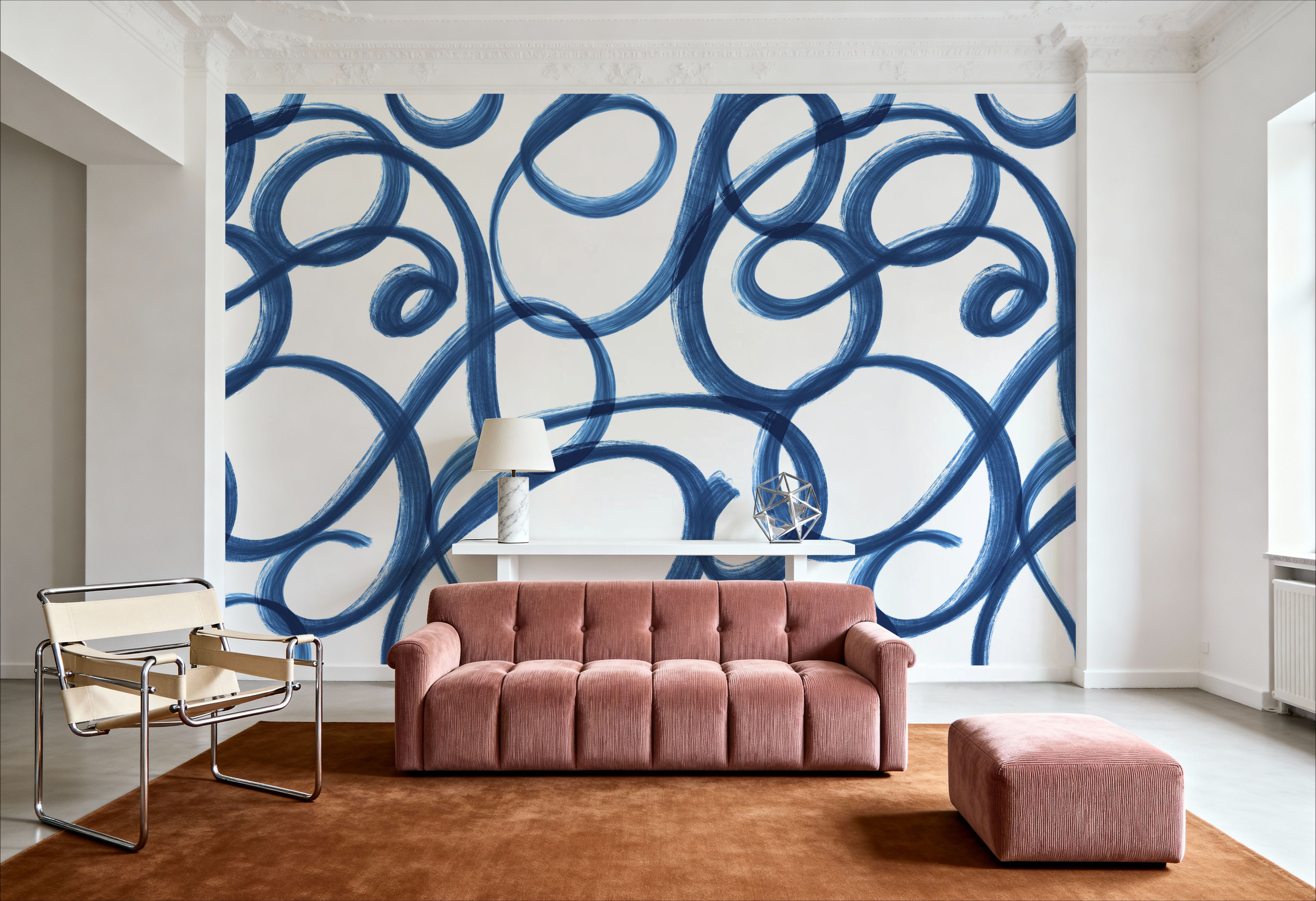 Curly Brush Lines, Blue