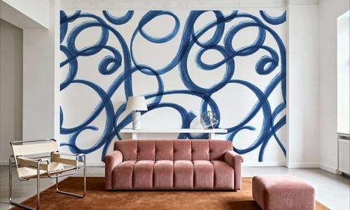 Curly Brush Lines, Blue