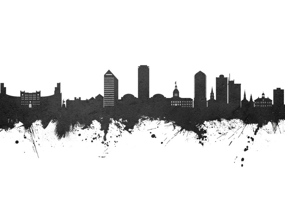 Tallahassee Florida Skyline Black & White