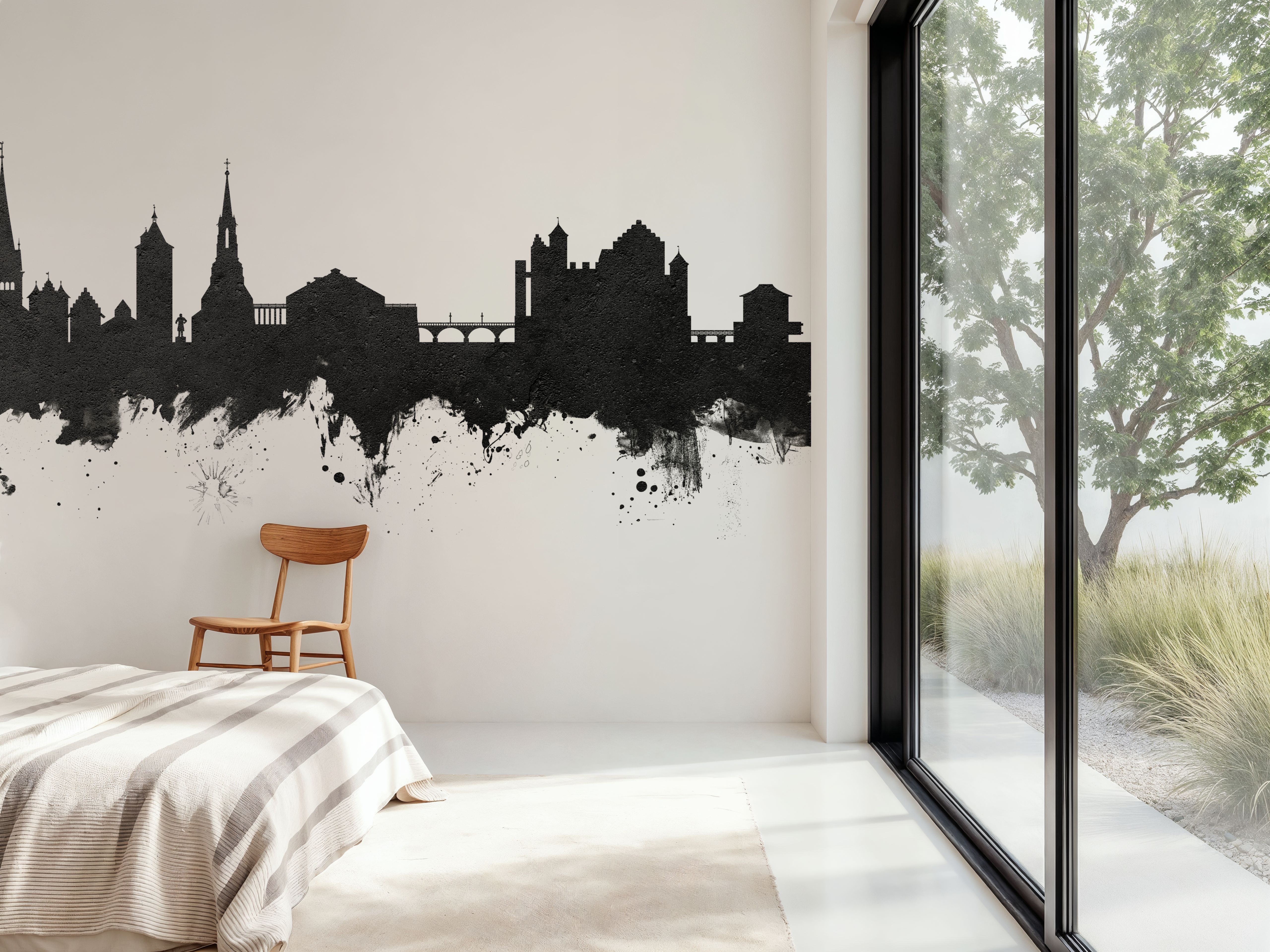 Schaffhausen Switzerland Skyline Black & White