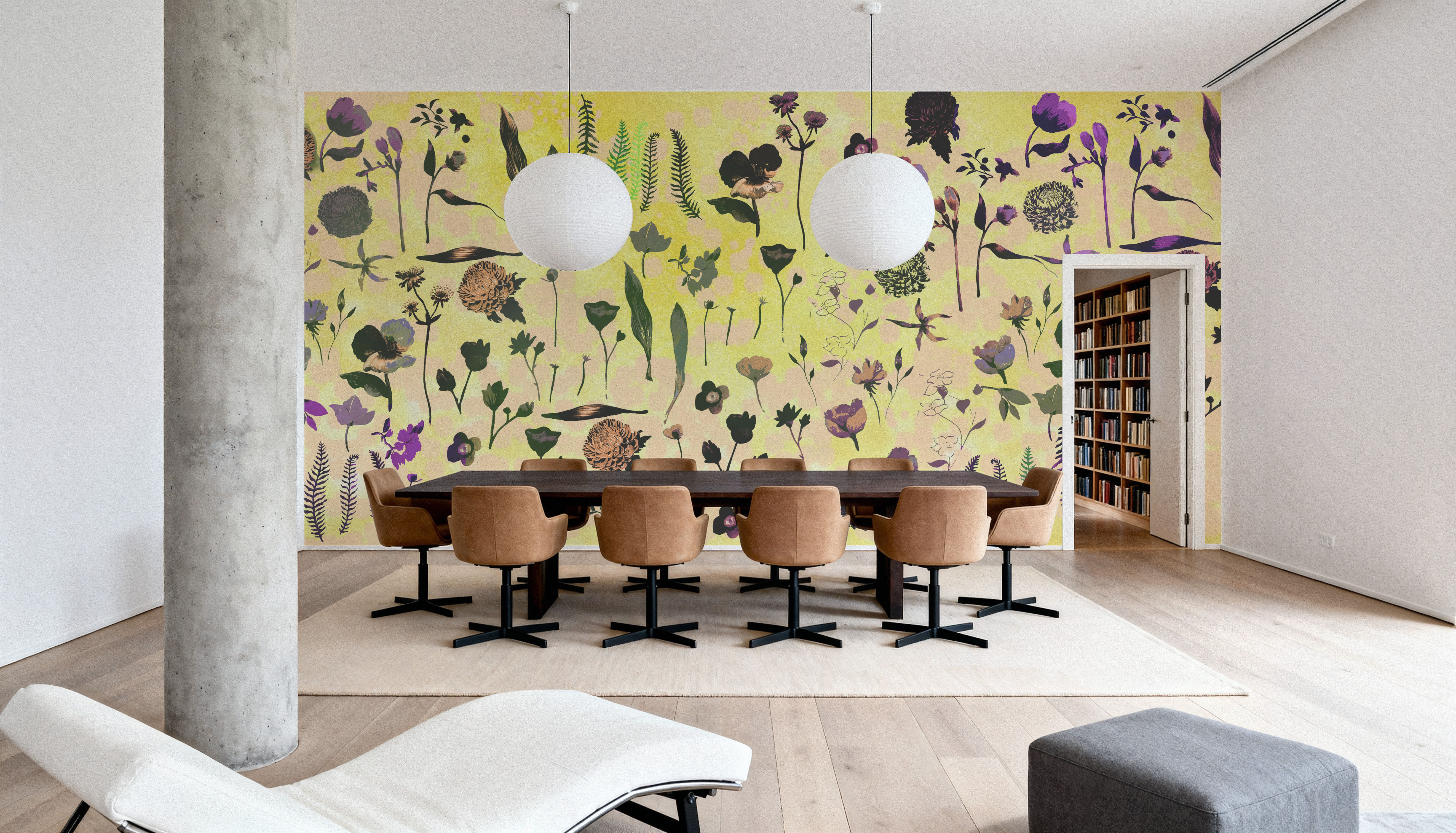 Floral Dream, Butter Yellow, Papel pintado