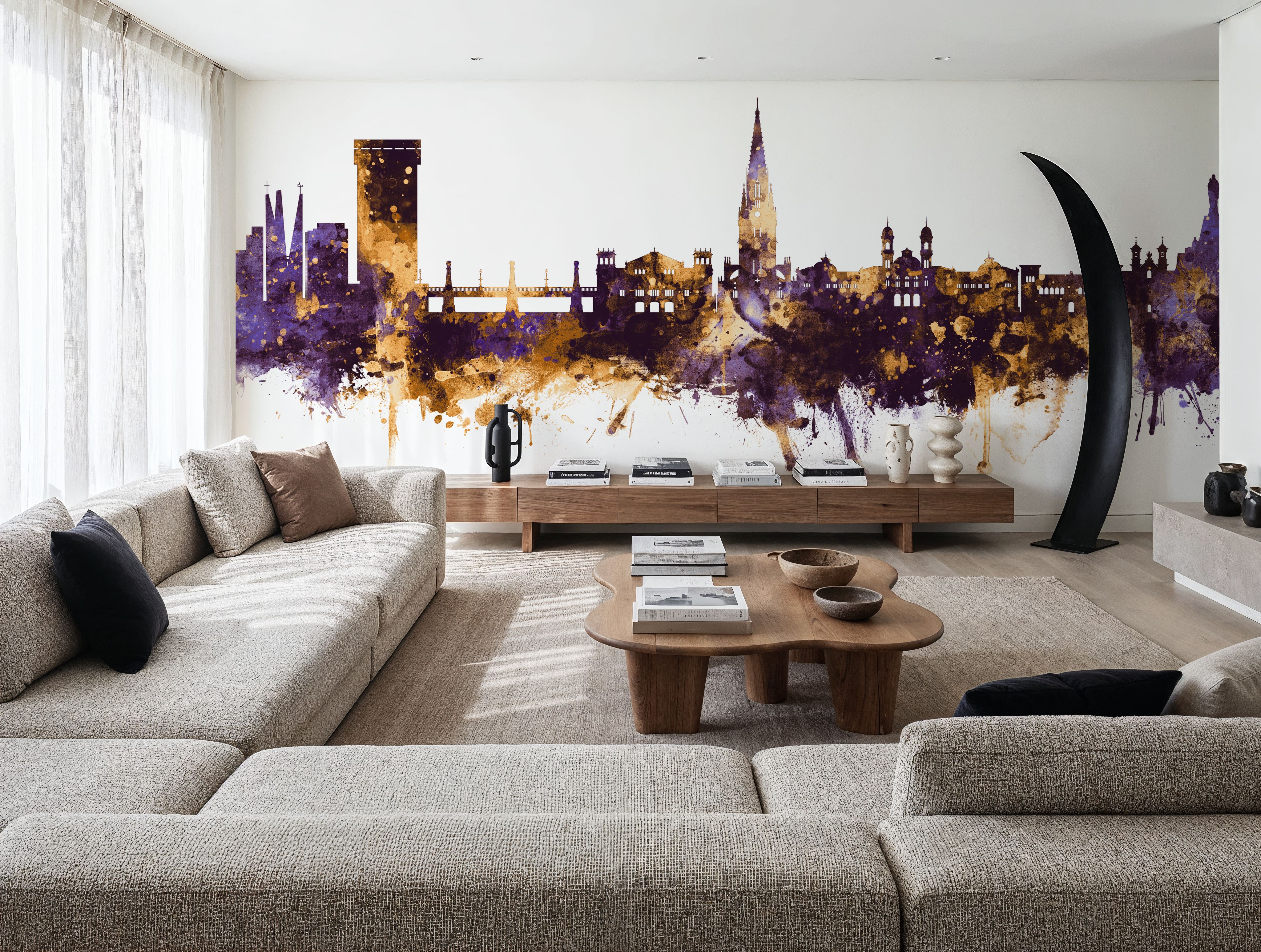 San Sebastian Spain Skyline Purple & Gold