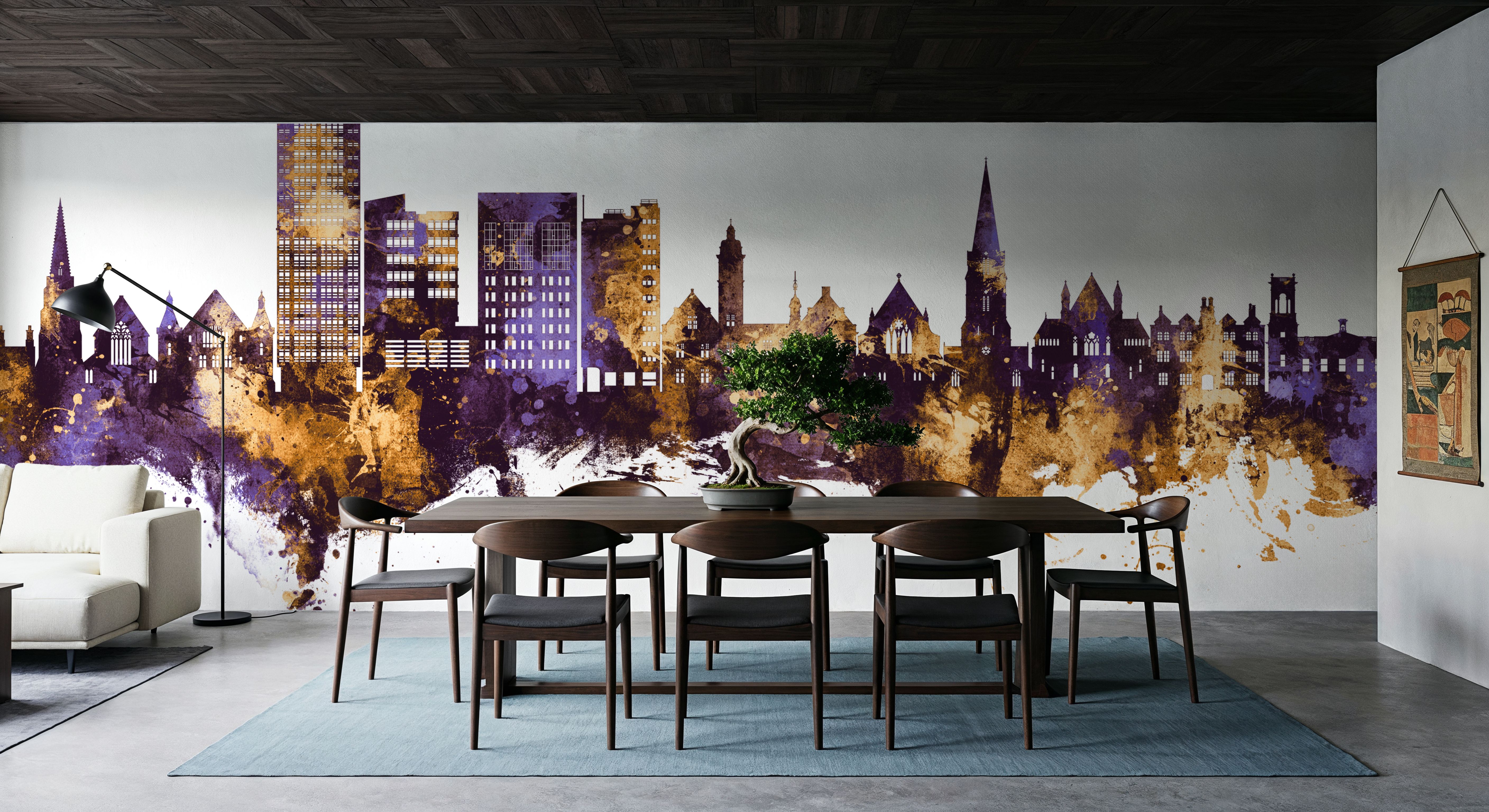 Swindon England Skyline Purple & Gold