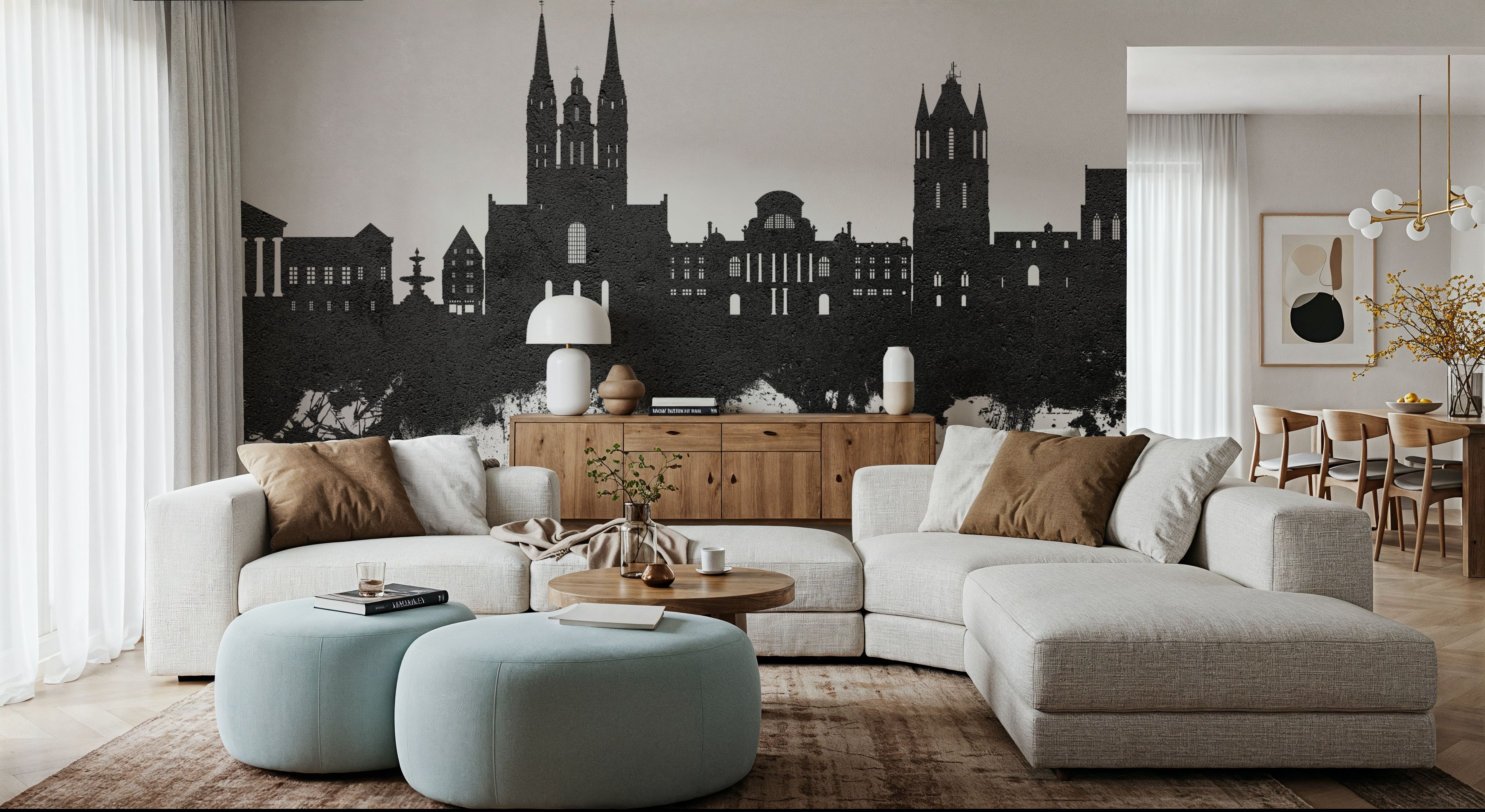 Angers France Skyline Black & White