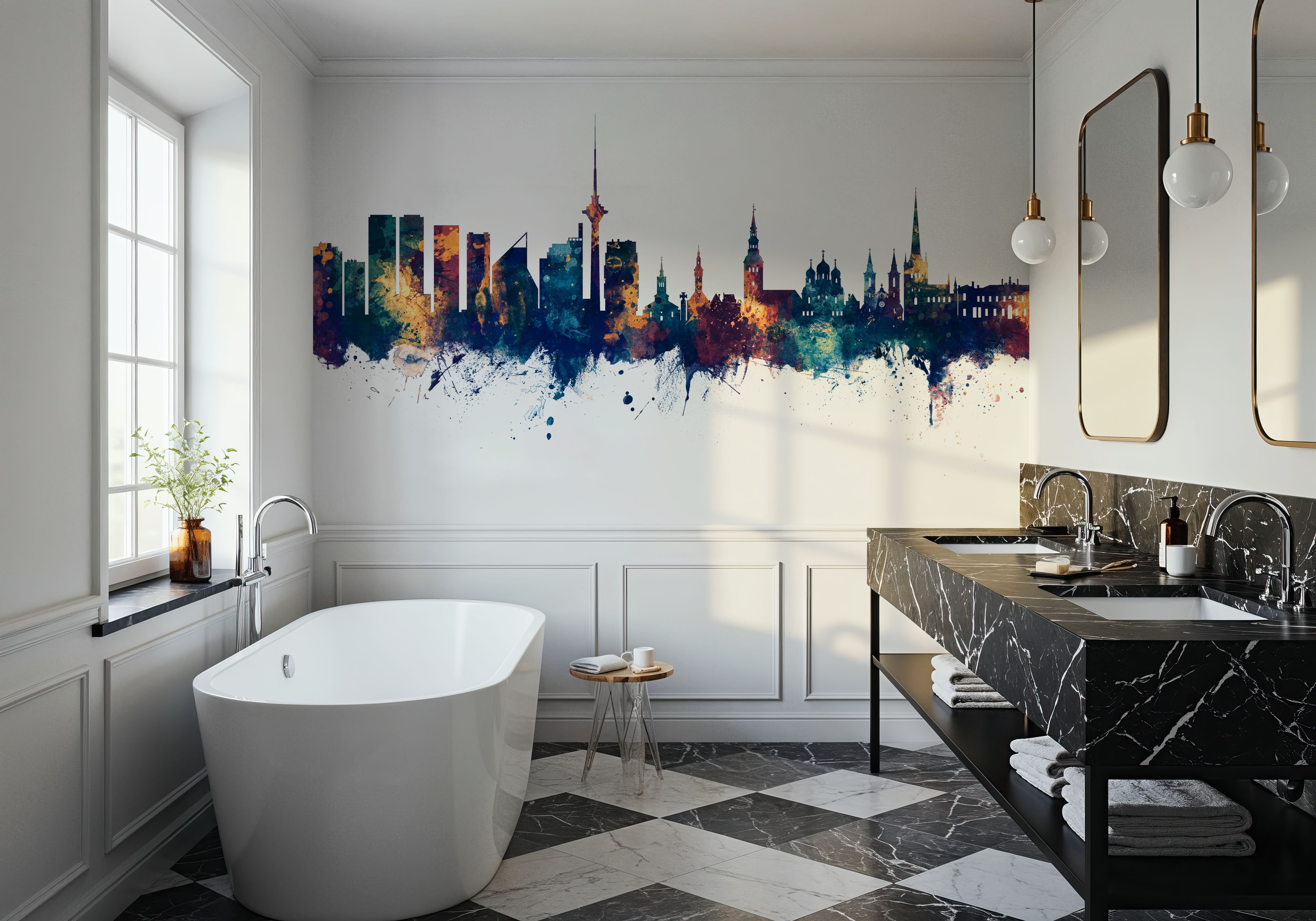 Tallinn Estonia Skyline Blue & Bronze