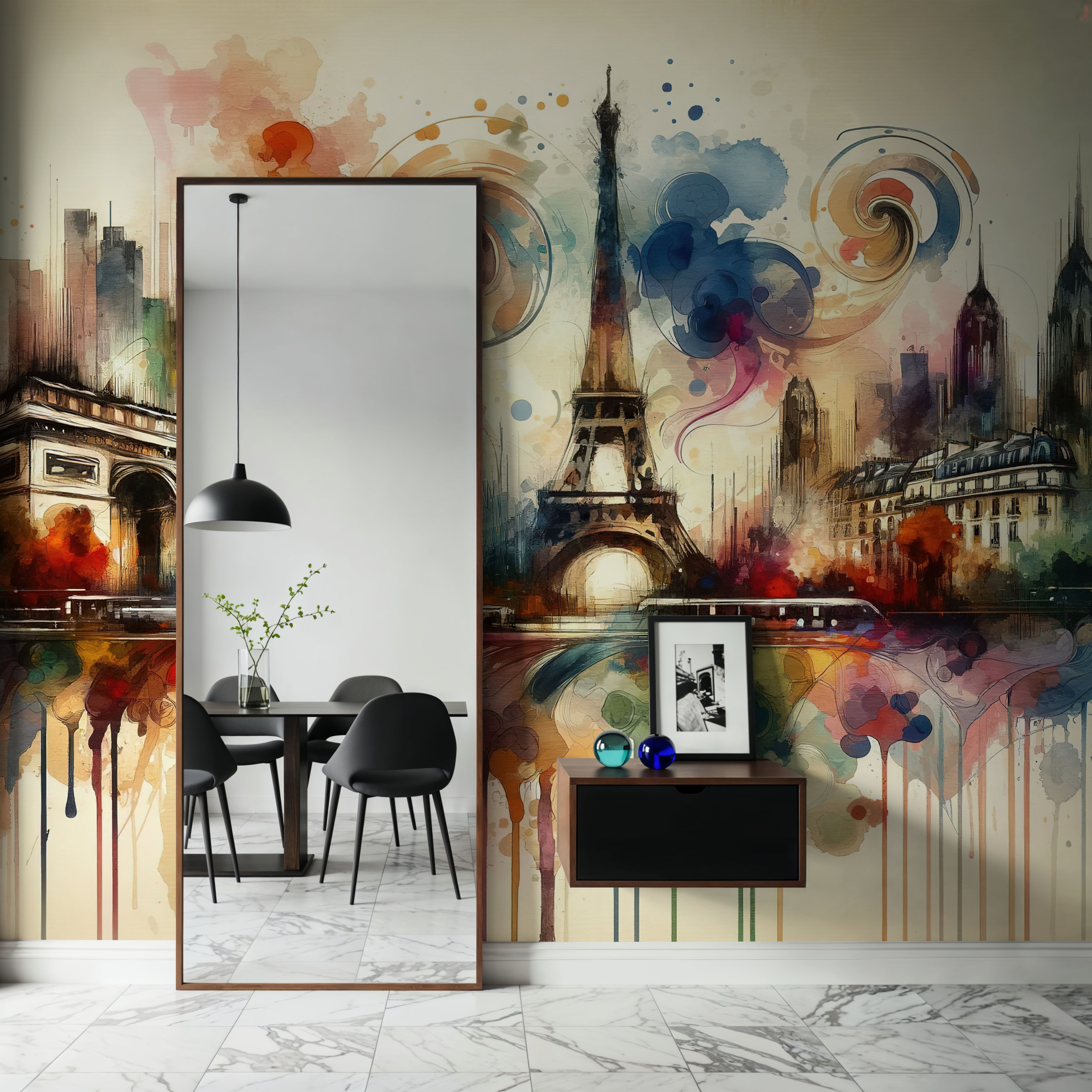 Watercolor Skyline Paris I