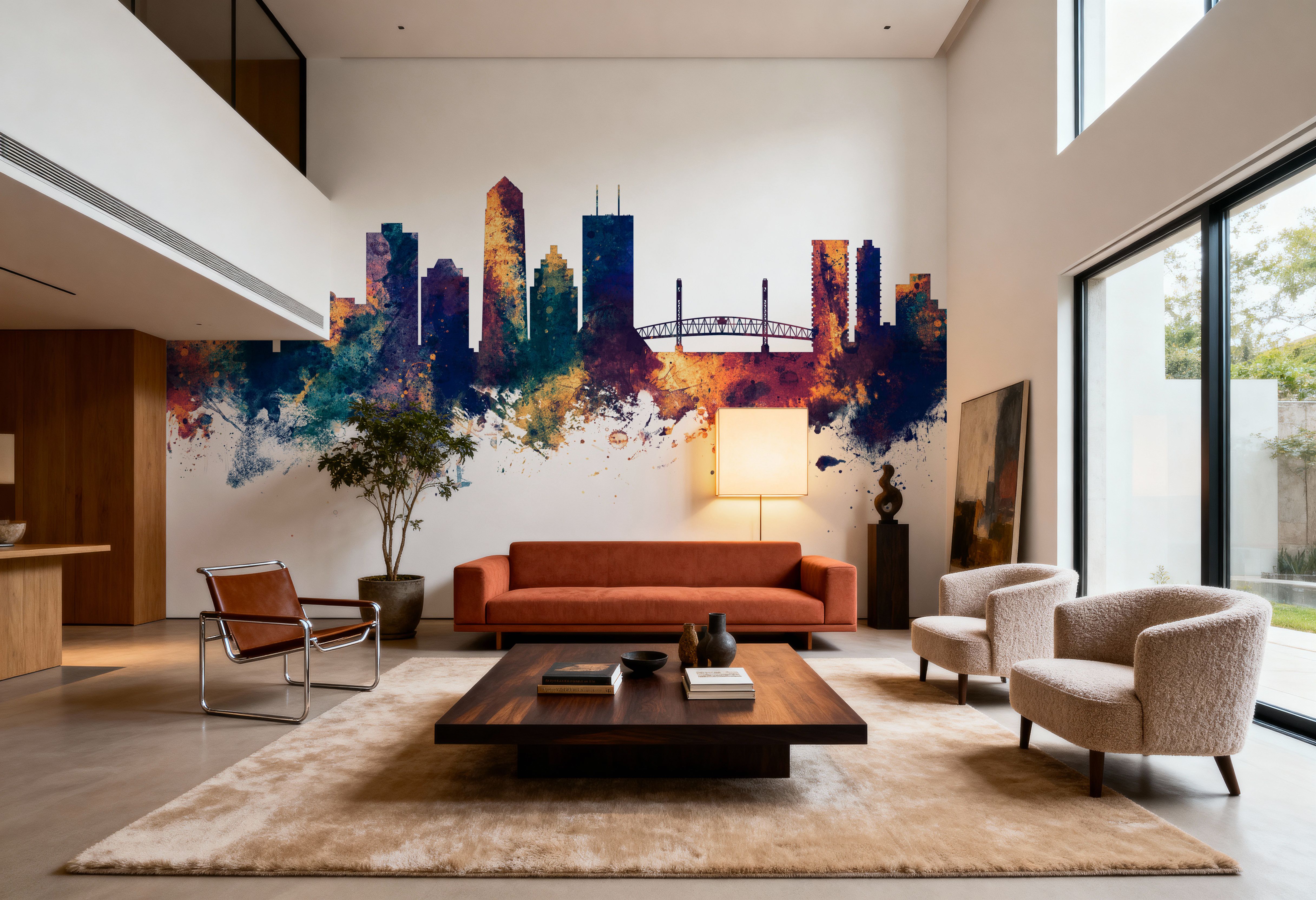 Jacksonville Florida Skyline Blue & Bronze, Wallpaper