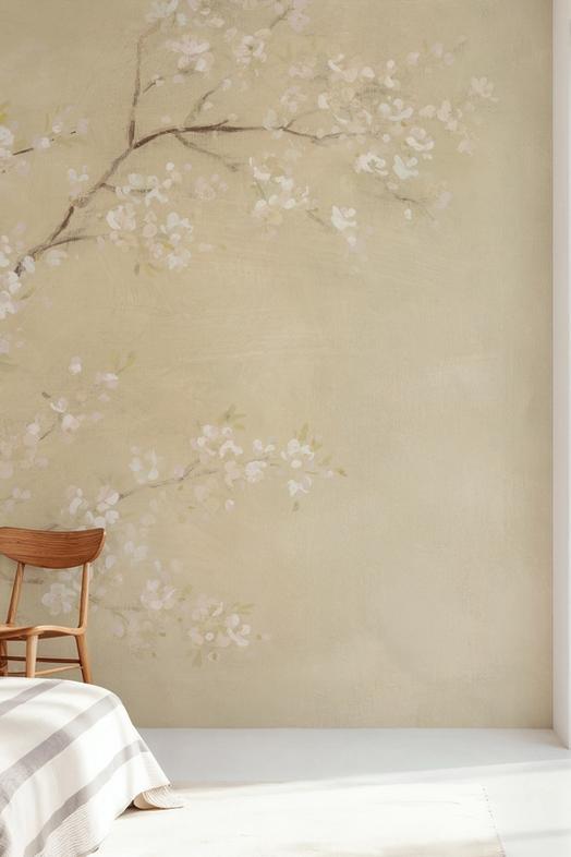 White Cherry Blossoms I Linen