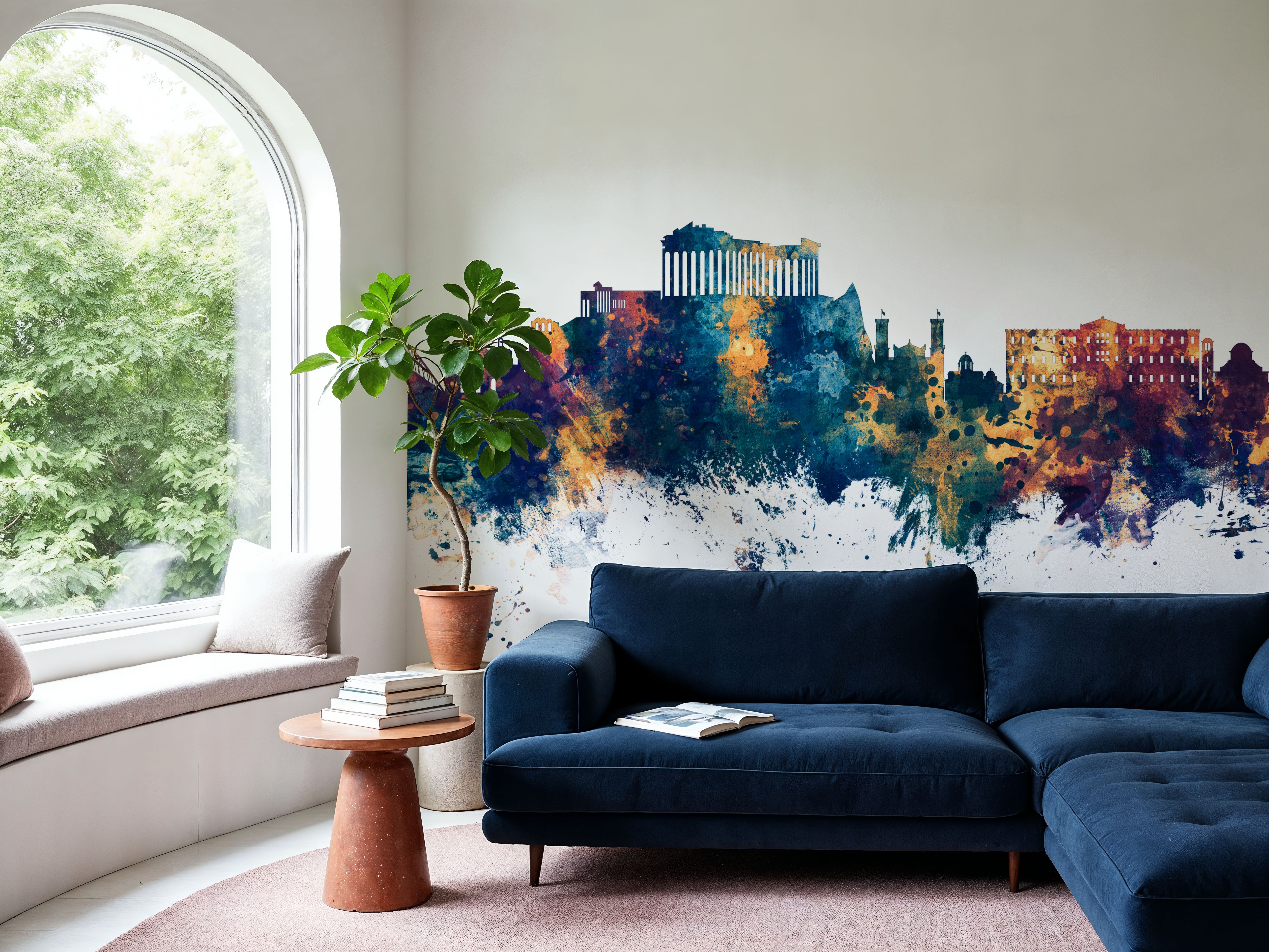 Athens Greece Skyline Blue & Bronze