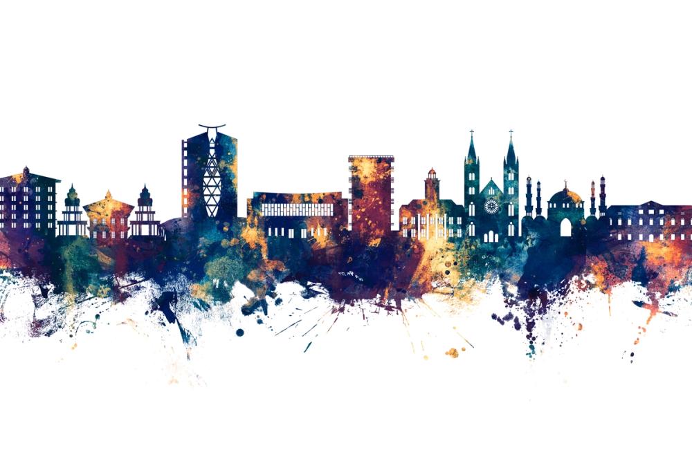 Paramaribo Suriname Skyline Blue & Bronze