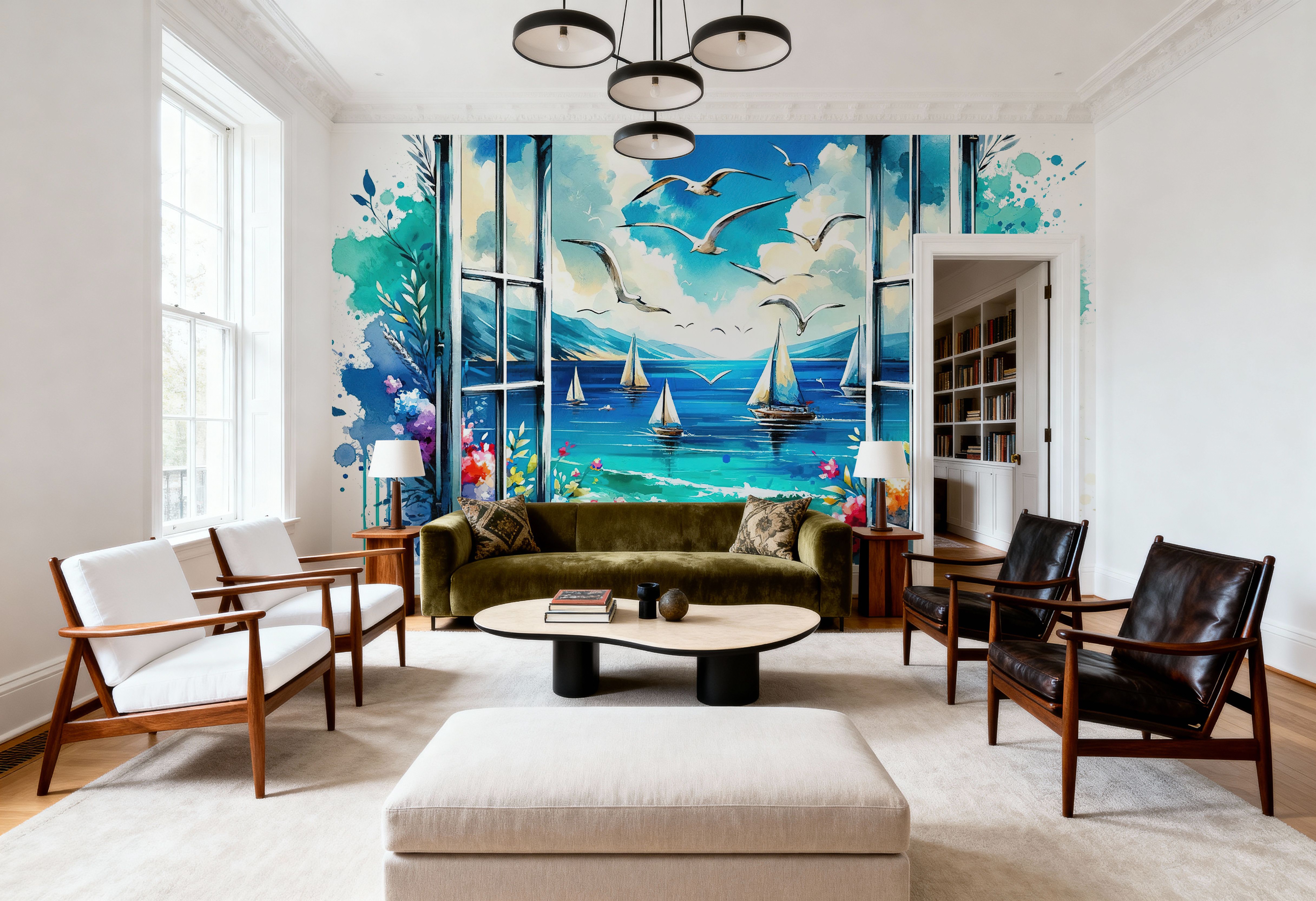 Seaside View from Open Window