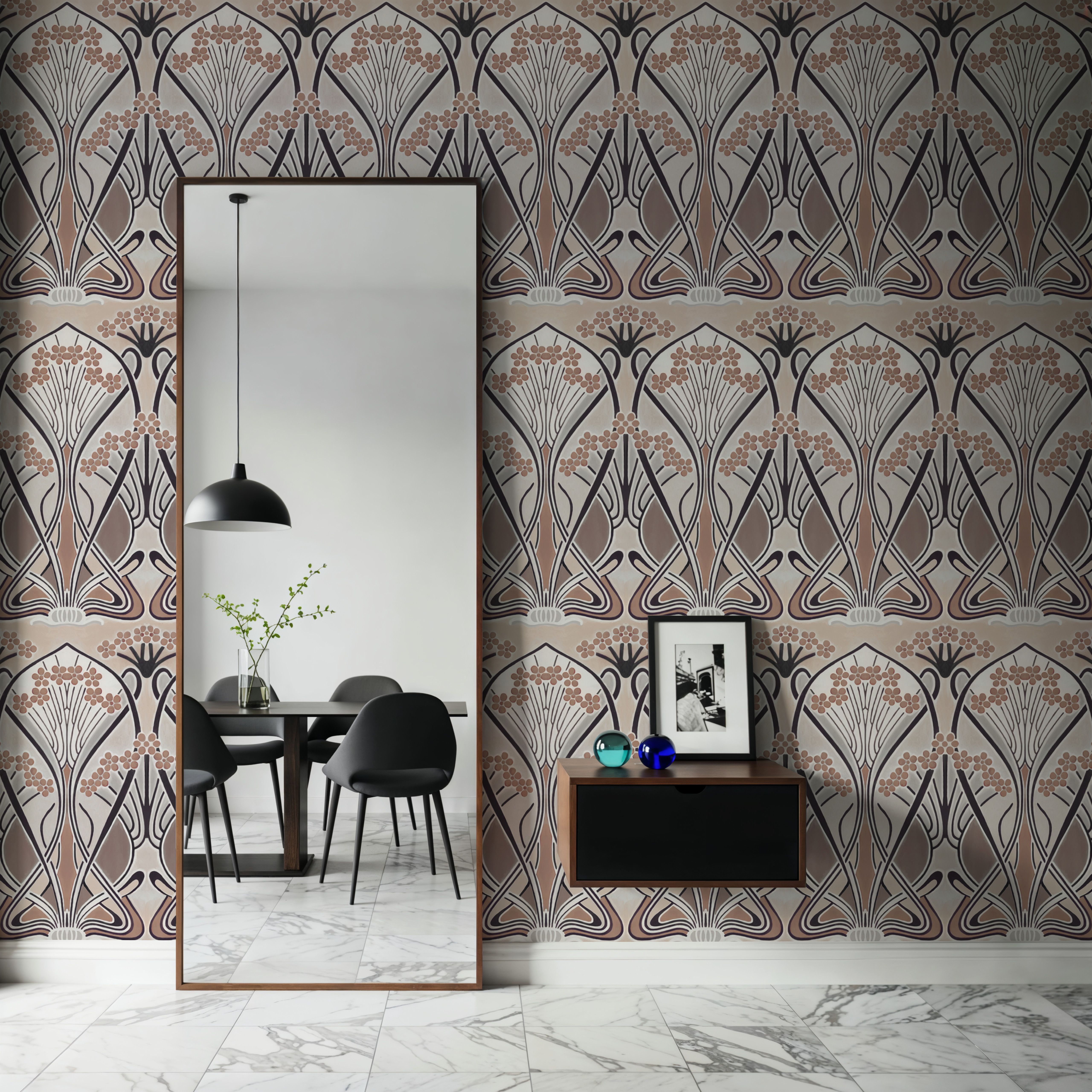 Floral Art Deco Aura, Walnut Dust