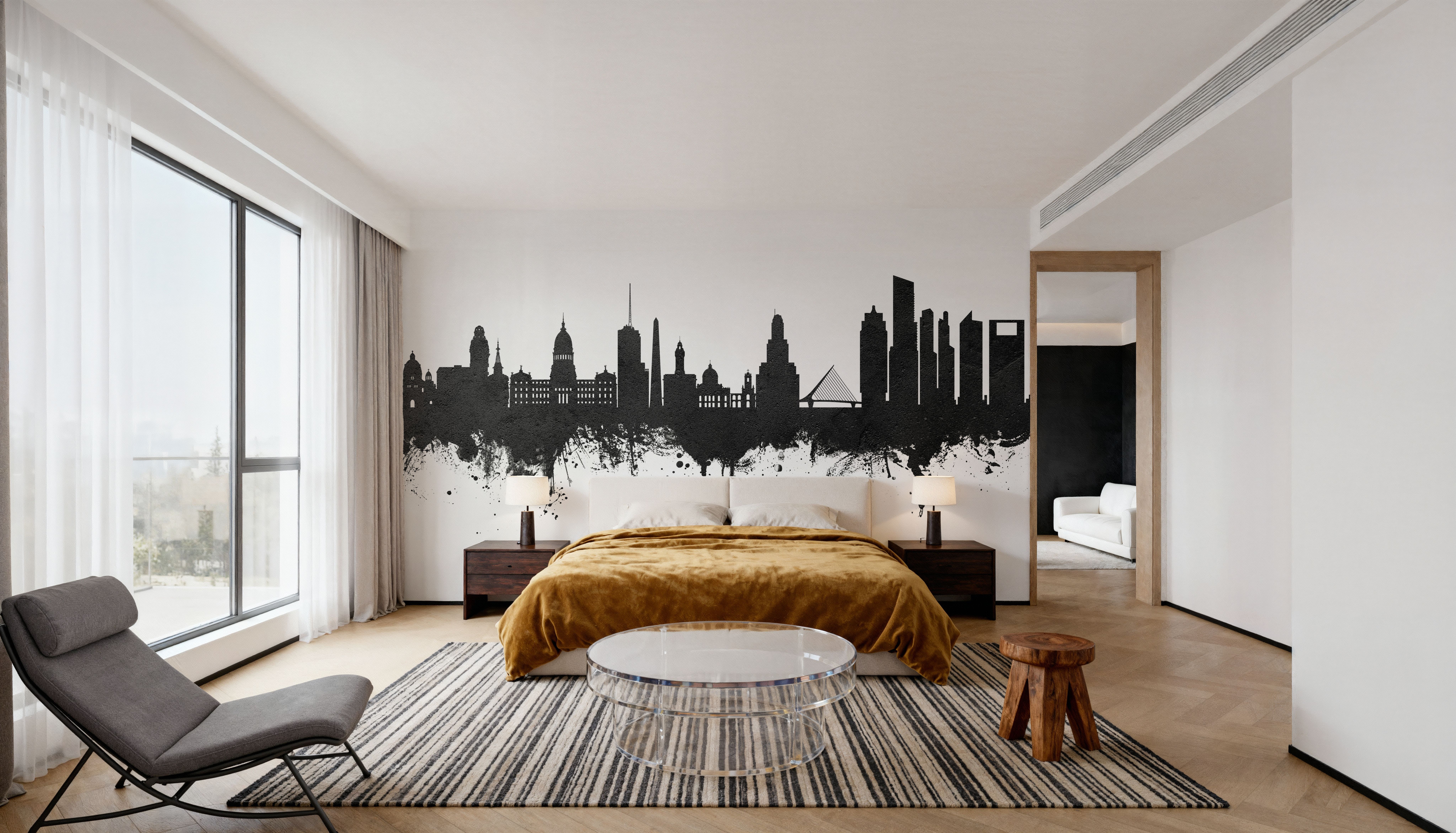 Buenos Aires Argentina Skyline Black & White, Papel de parede