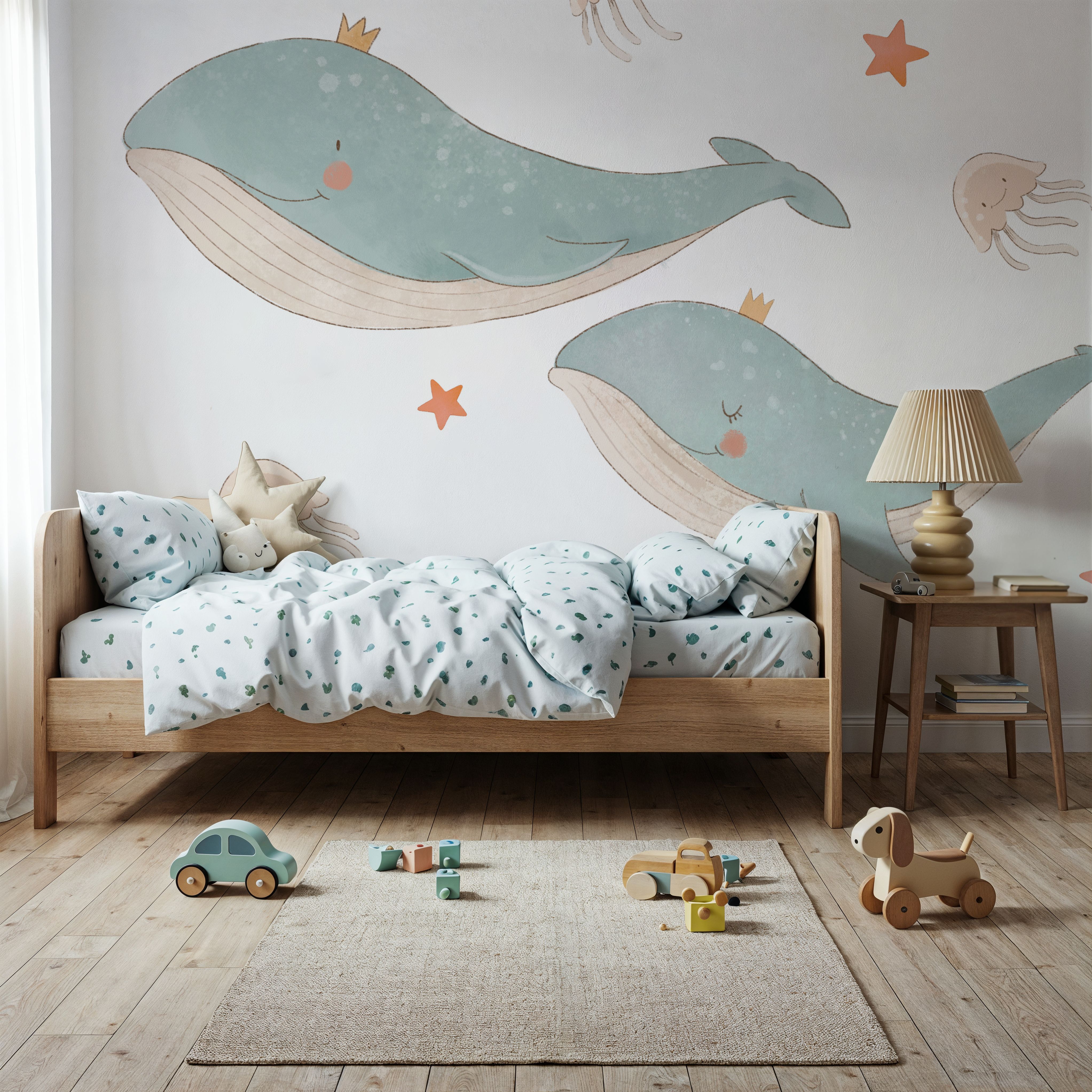 Cute Whales, Jellyfish & Stars Illustration