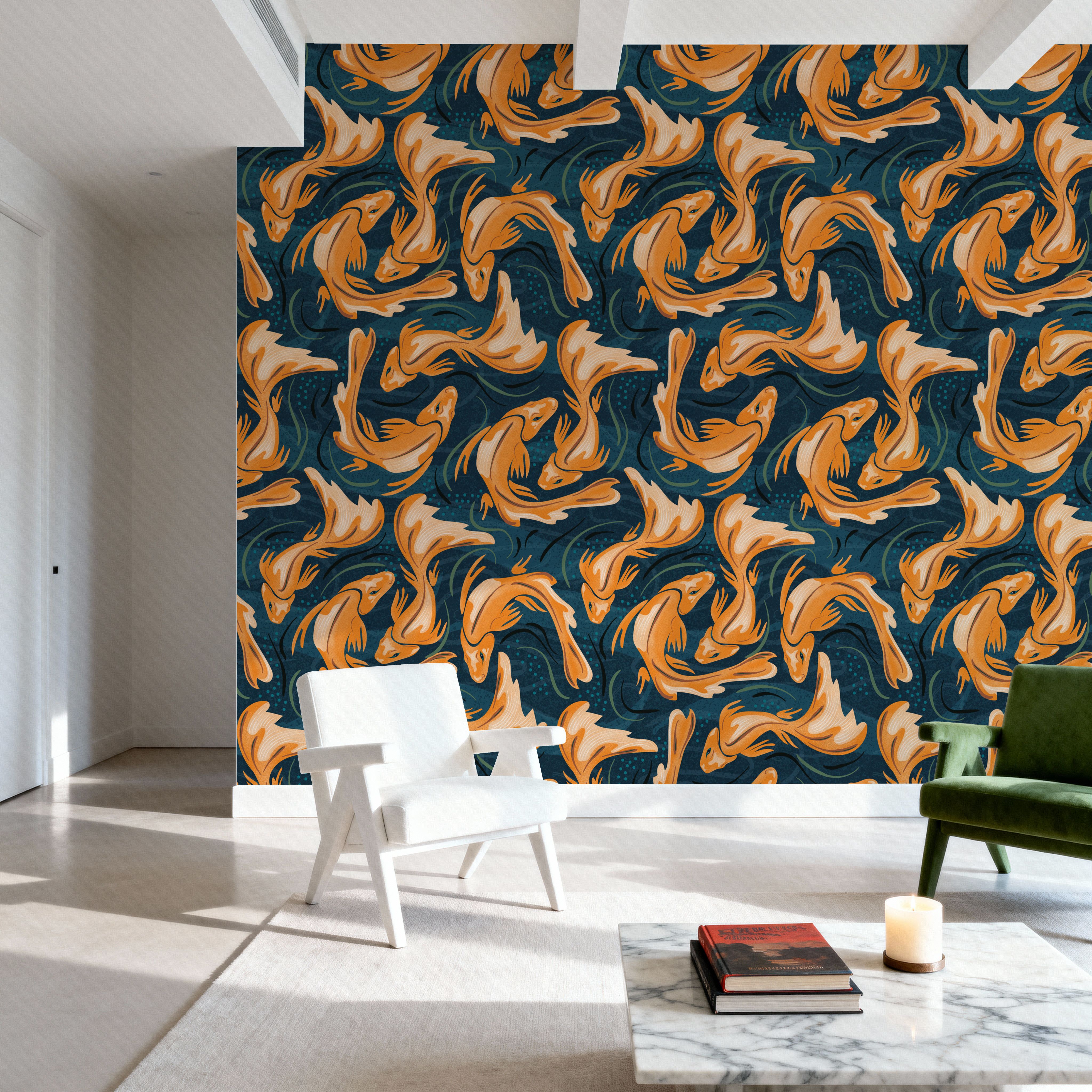 Koi Fish, Ocean Blue