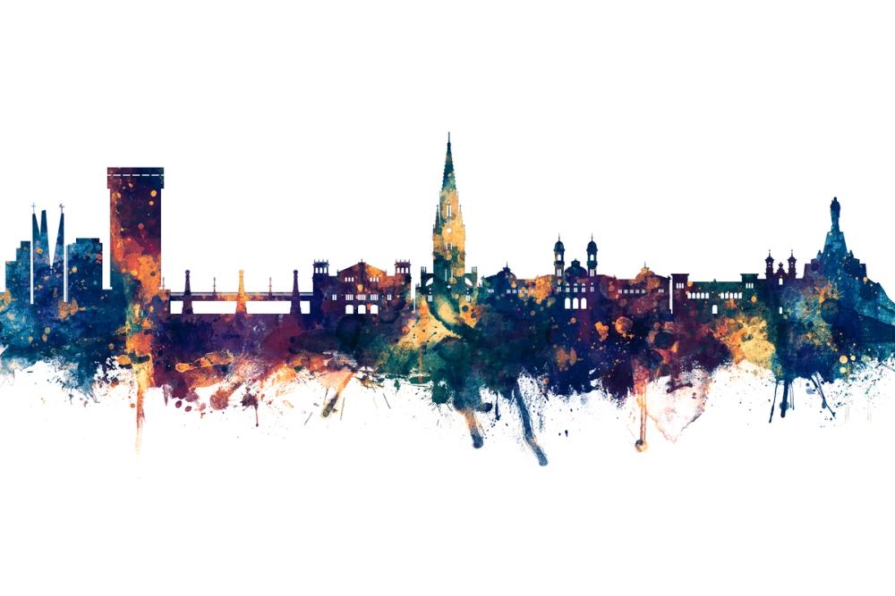 San Sebastian Spain Skyline Blue & Bronze