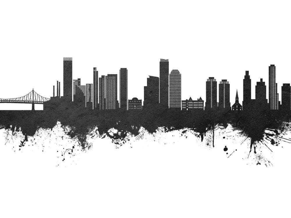 Queens New York Skyline Black & White