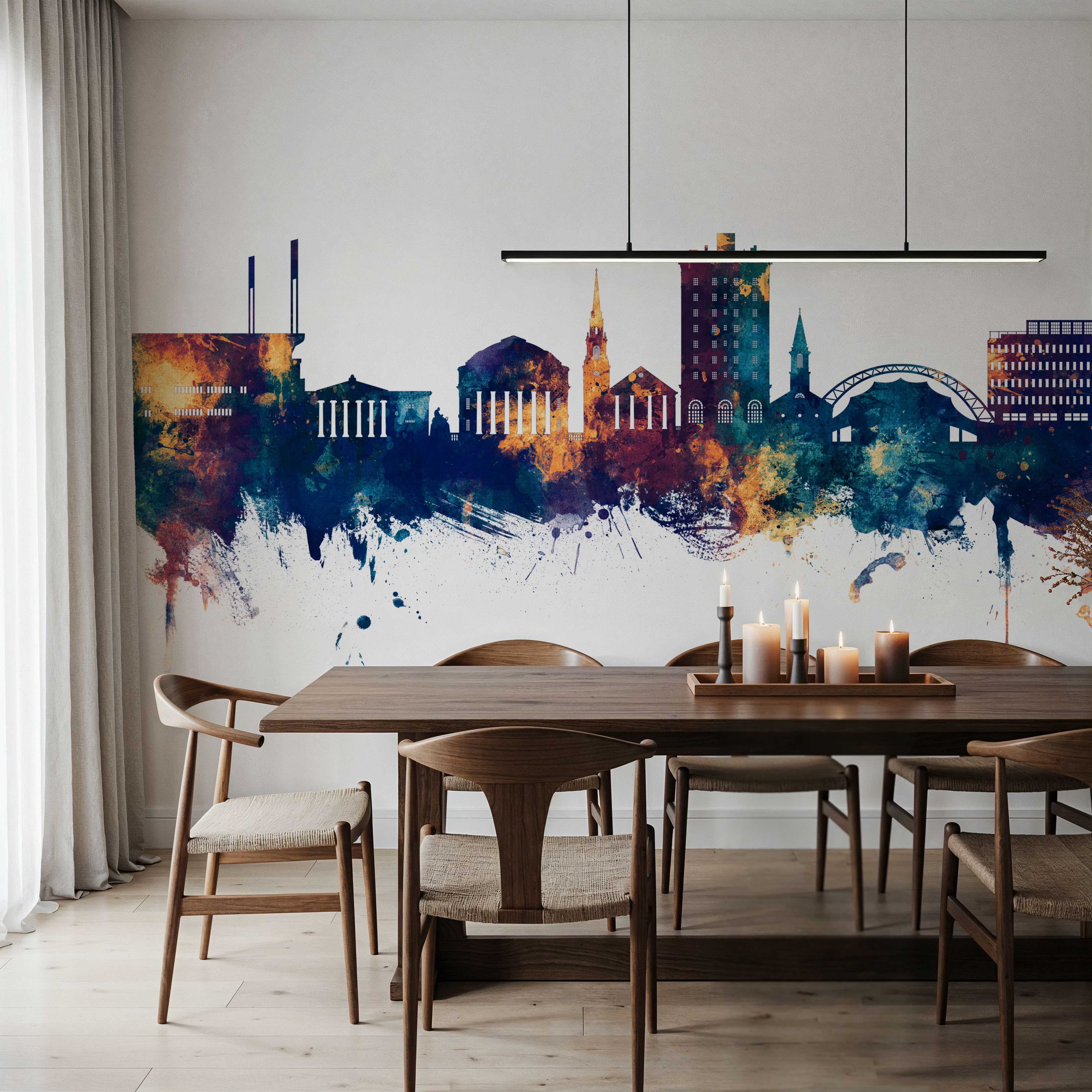 Charlottesville Virginia Skyline Blue & Bronze