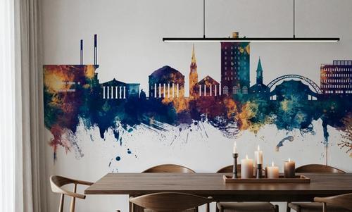Charlottesville Virginia Skyline Blue & Bronze
