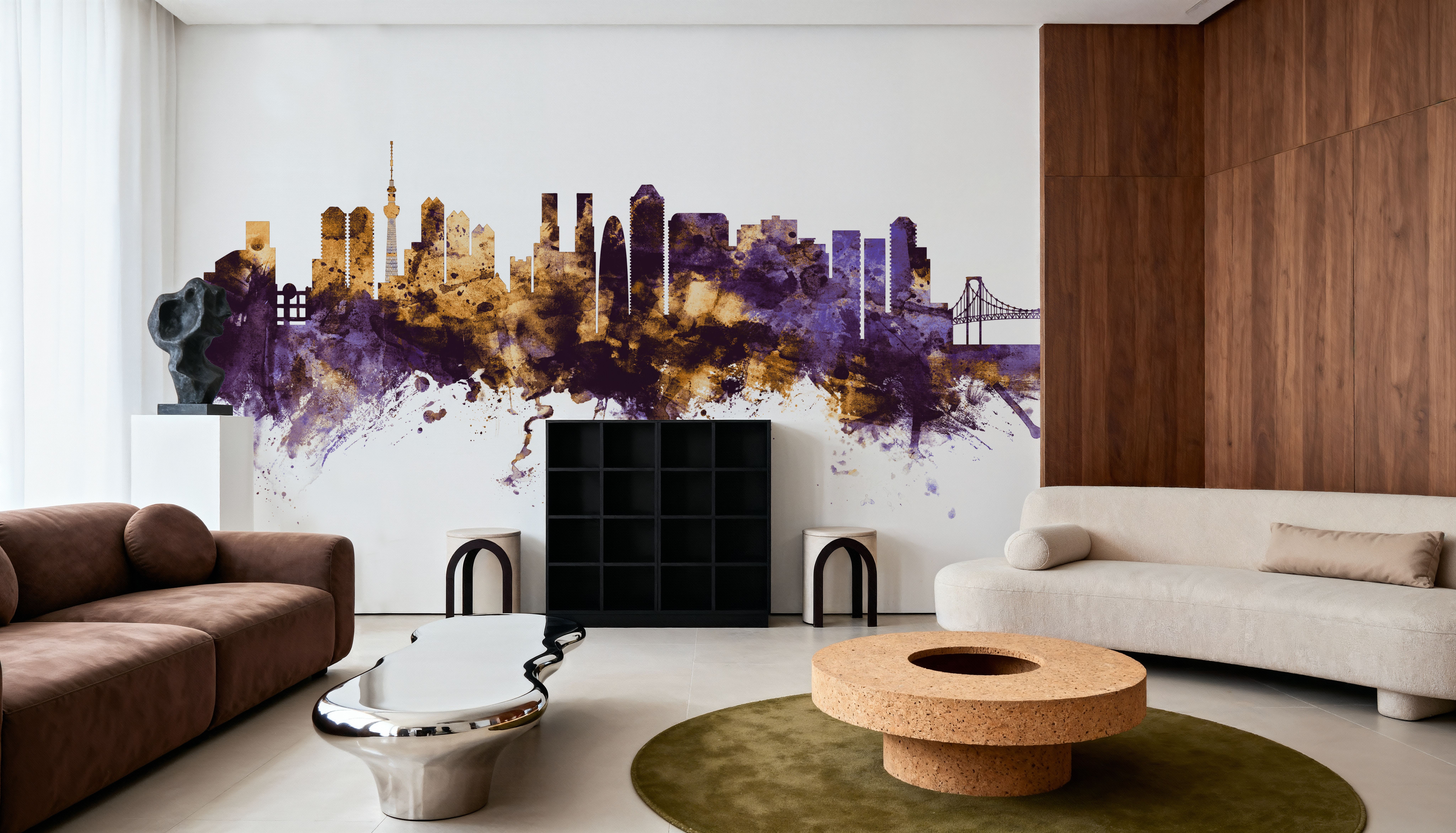 Tokyo Japan Skyline Purple & Gold