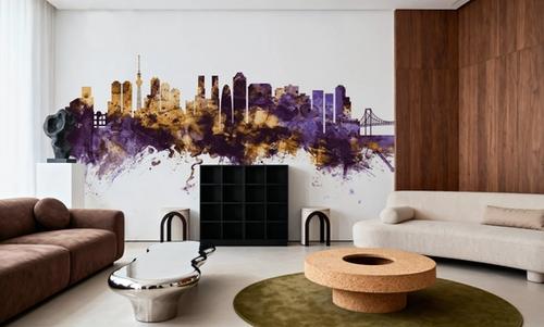 Tokyo Japan Skyline Purple & Gold