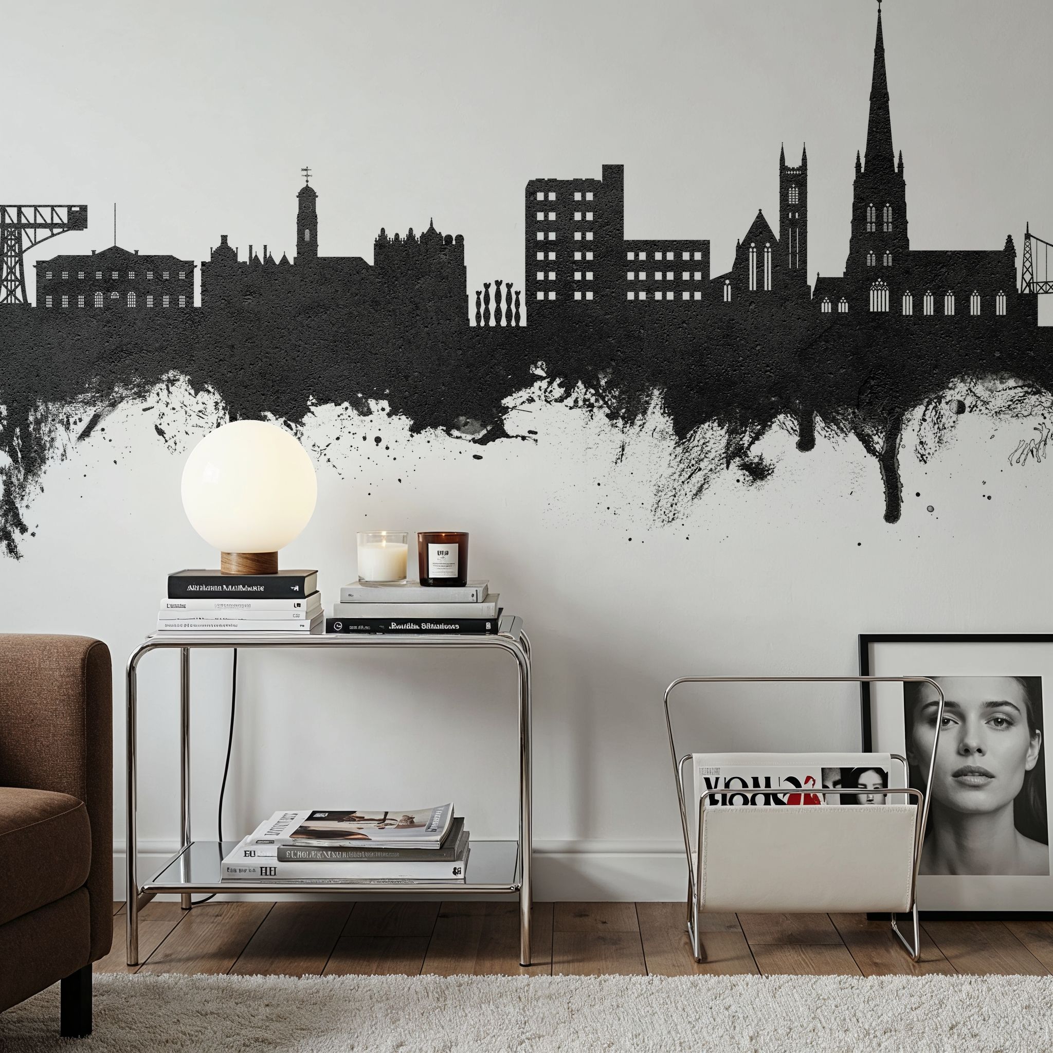 Warrington England Skyline Black & White