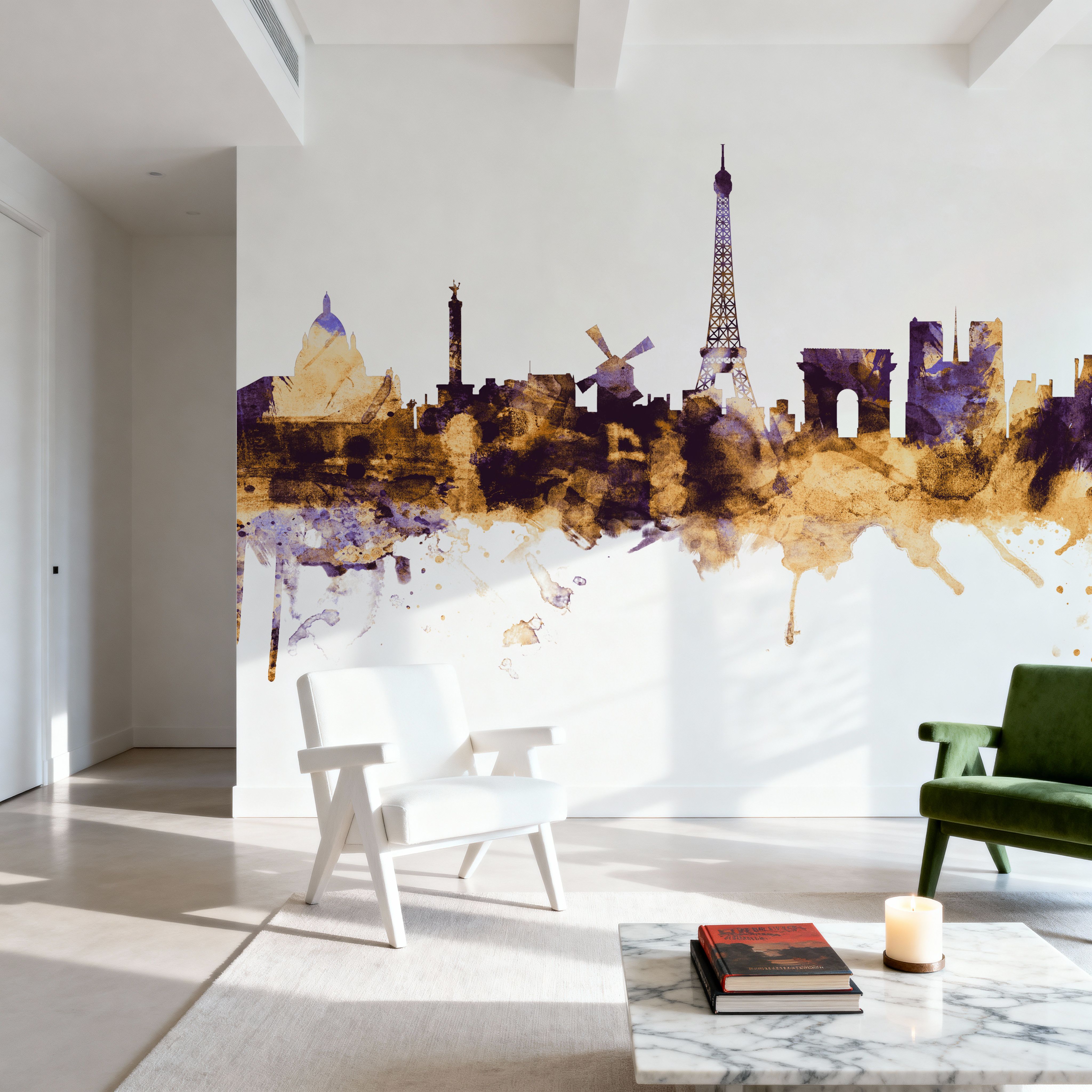 Paris Skyline Purple & Gold