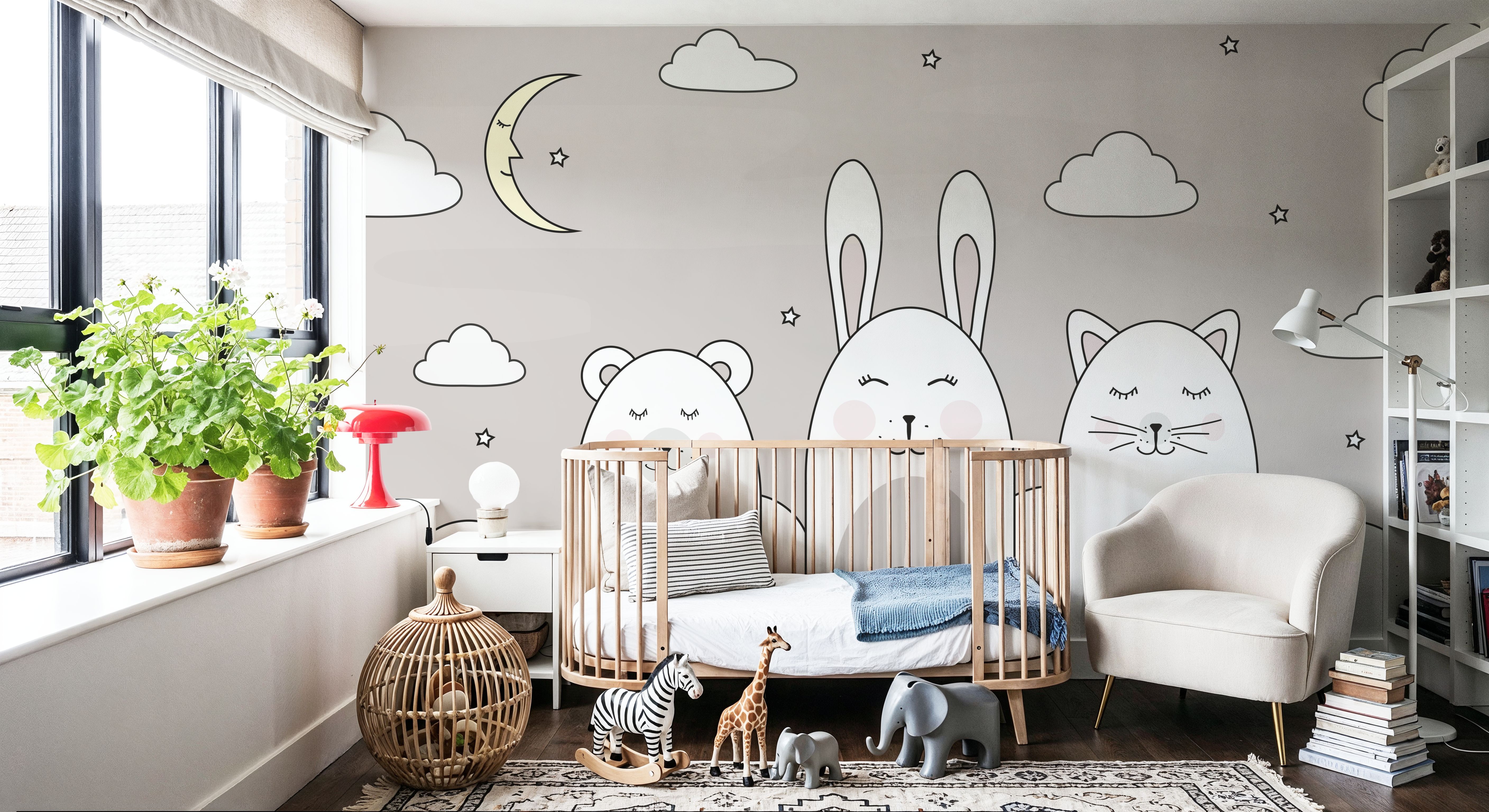 Sleeping Bunny Gray, Carte da parati