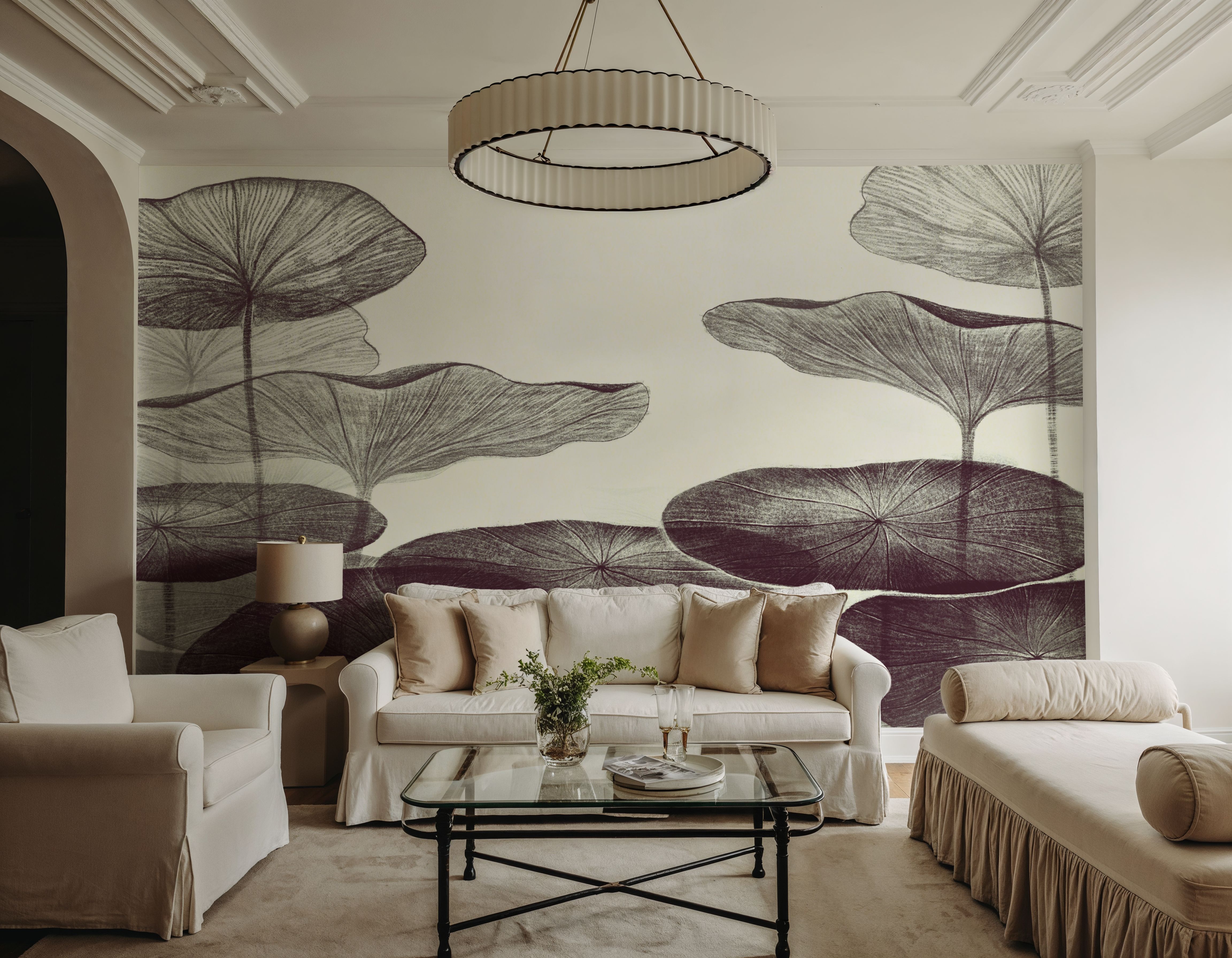 Subtle Water Lily Drawing, Graphite