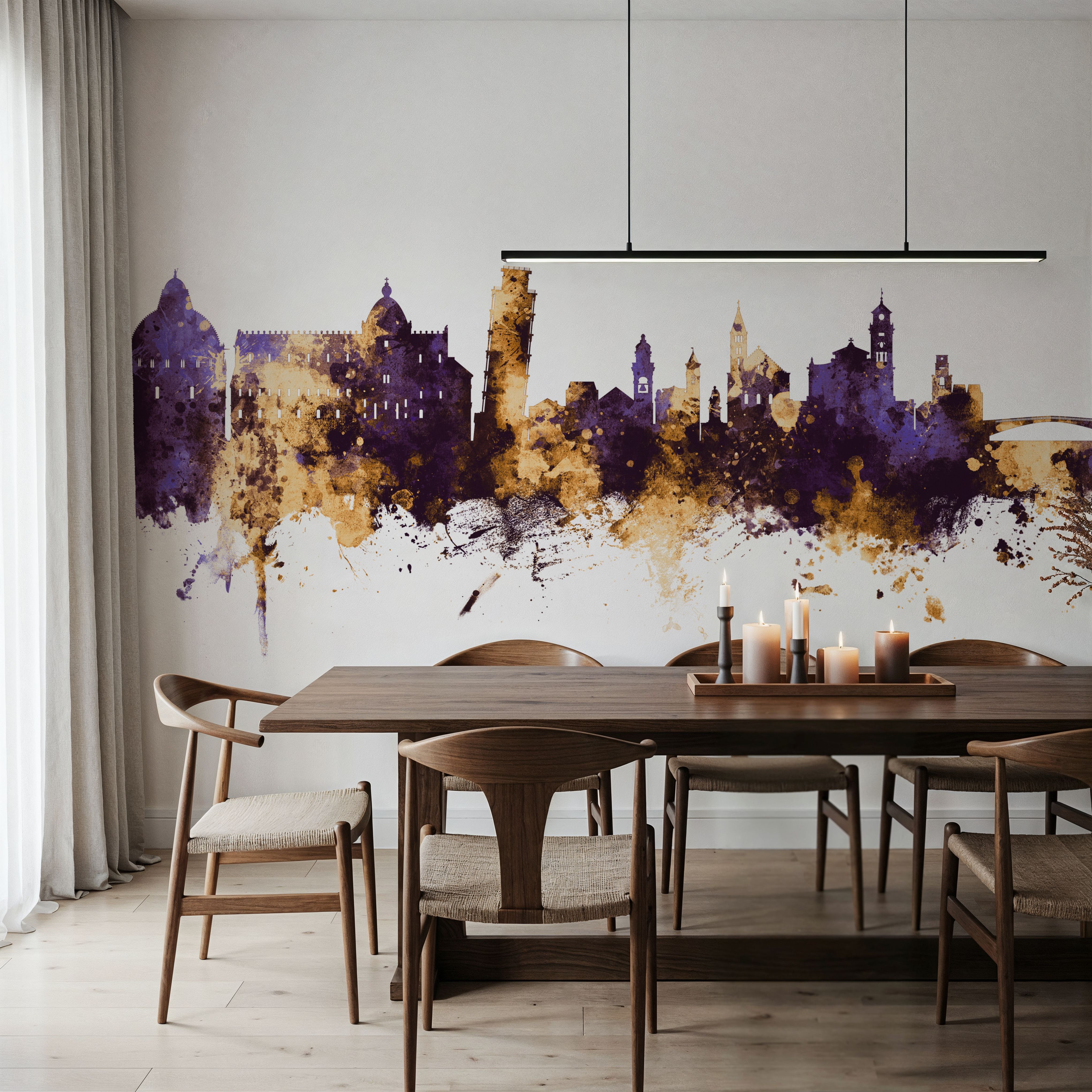 Pisa Italy Skyline Purple & Gold