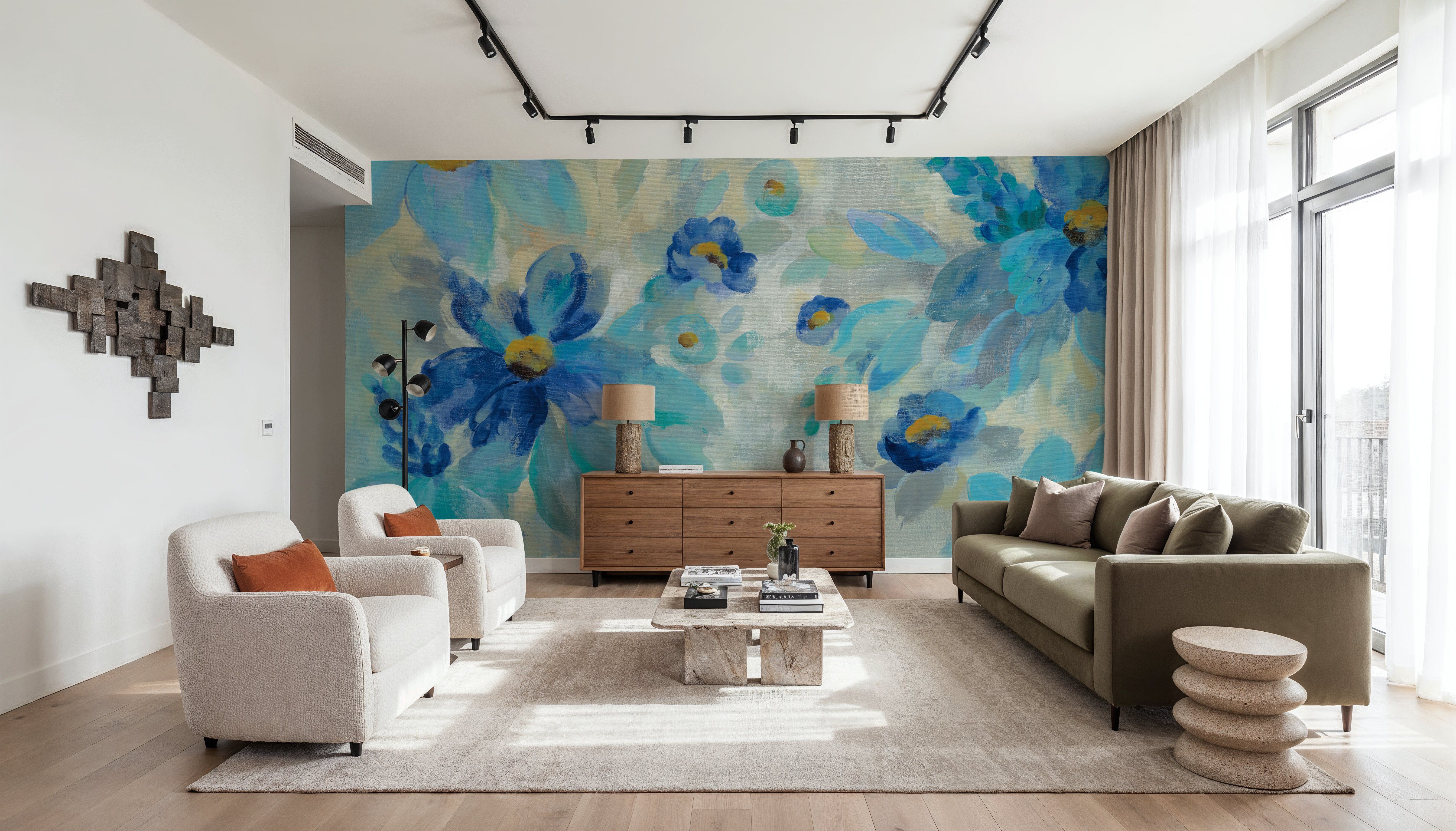 Blue Flowers Whisper I, Wallpaper