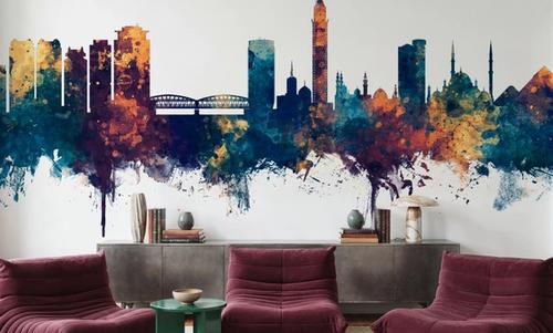 Cairo Egypt Skyline Blue & Bronze