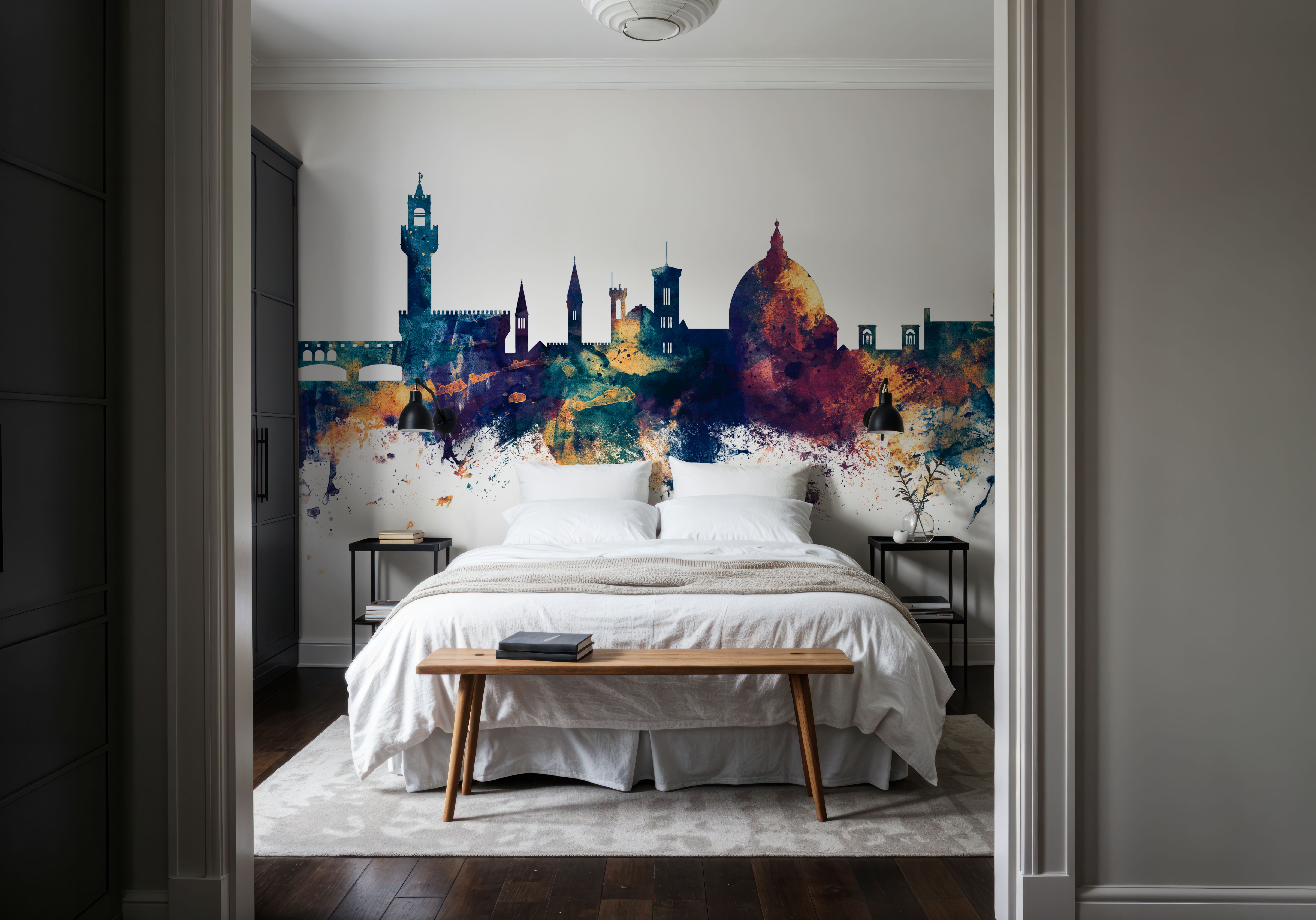 Florence Italy Skyline Blue & Bronze