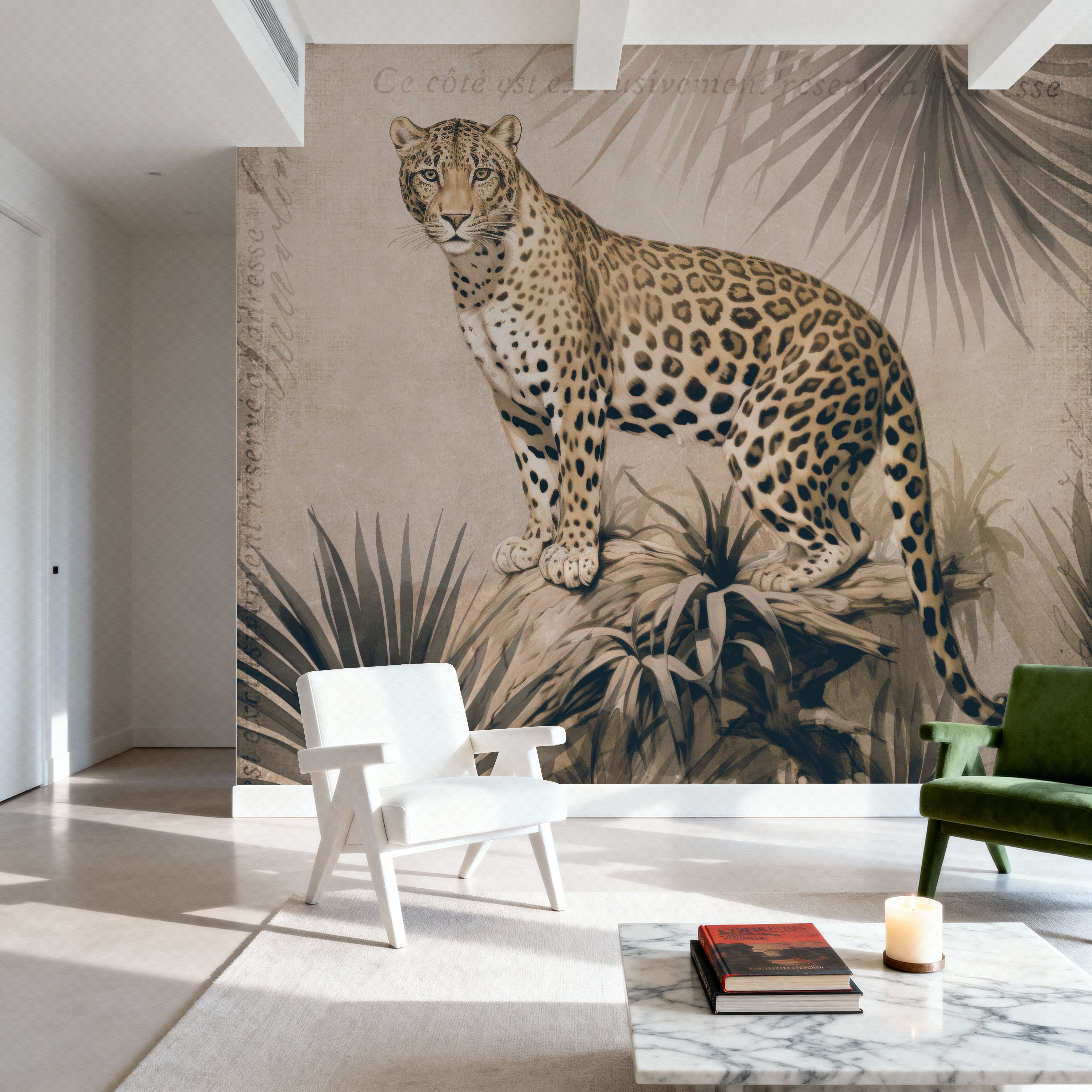 Cheetahs Tropical Jungle Monochrome